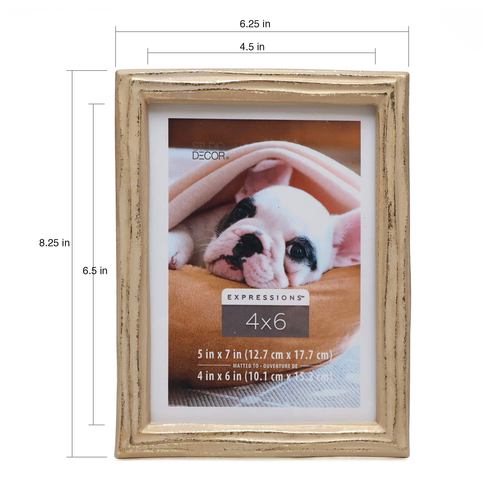 Gilded Faux Wood 4&#x22; x 6&#x22; Frame with Mat, Expressions&#x2122; by Studio D&#xE9;cor&#xAE;