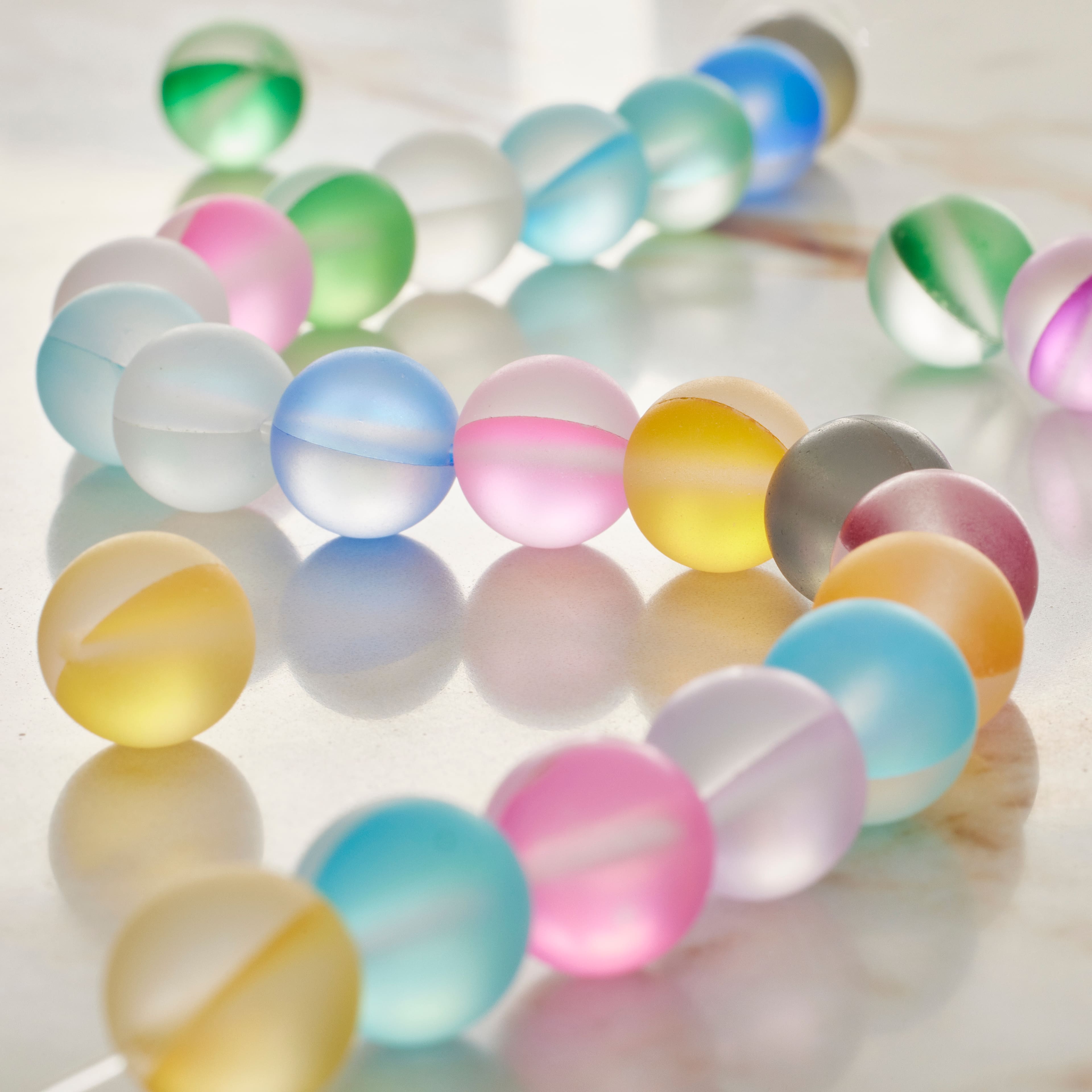 12 Pack: Multicolor Matte Glass Round Beads by Bead Landing™