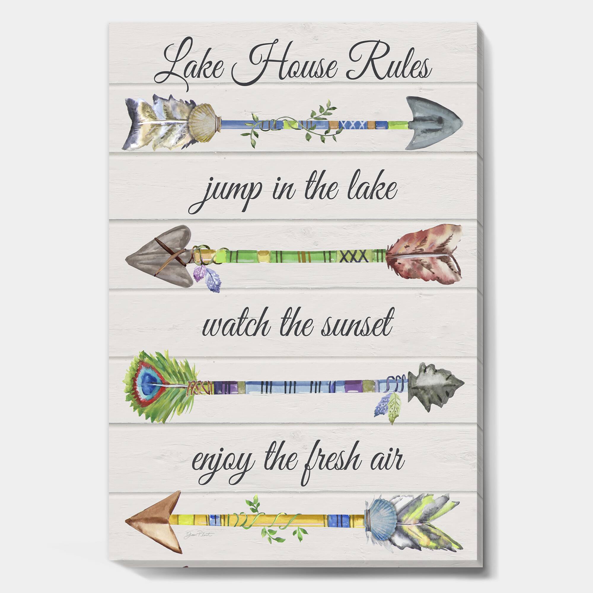 Designart - Sentimental Arrows-Lake House Rules - Lake House Gallery-wrapped Canvas