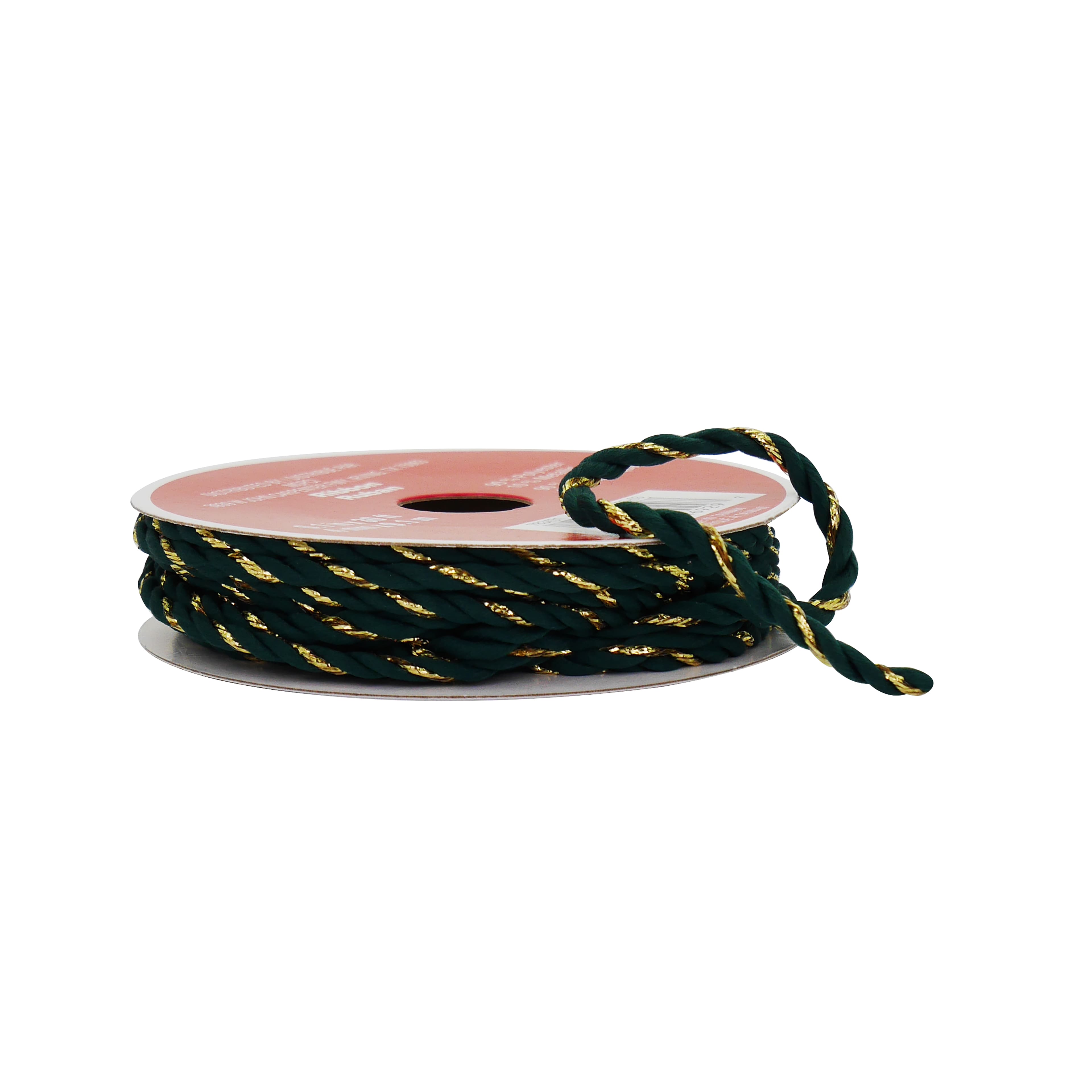 4mm x 30ft. Green &#x26; Gold Cord Ribbon by Celebrate It&#xAE;
