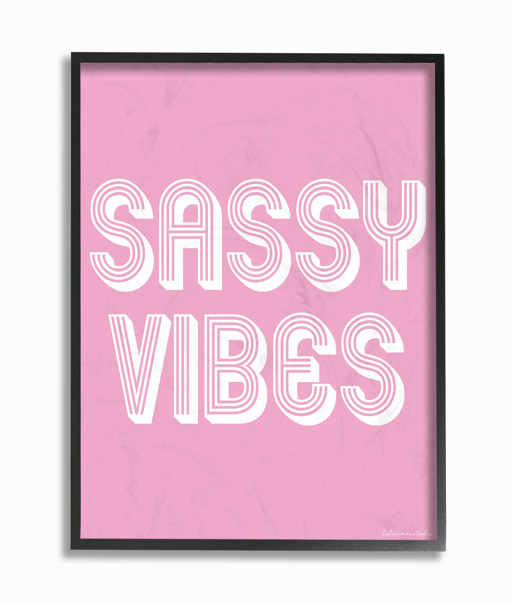 Stupell Industries lulusimonSTUDIO Pink & White Sassy Vibes in Black Frame Wall Art