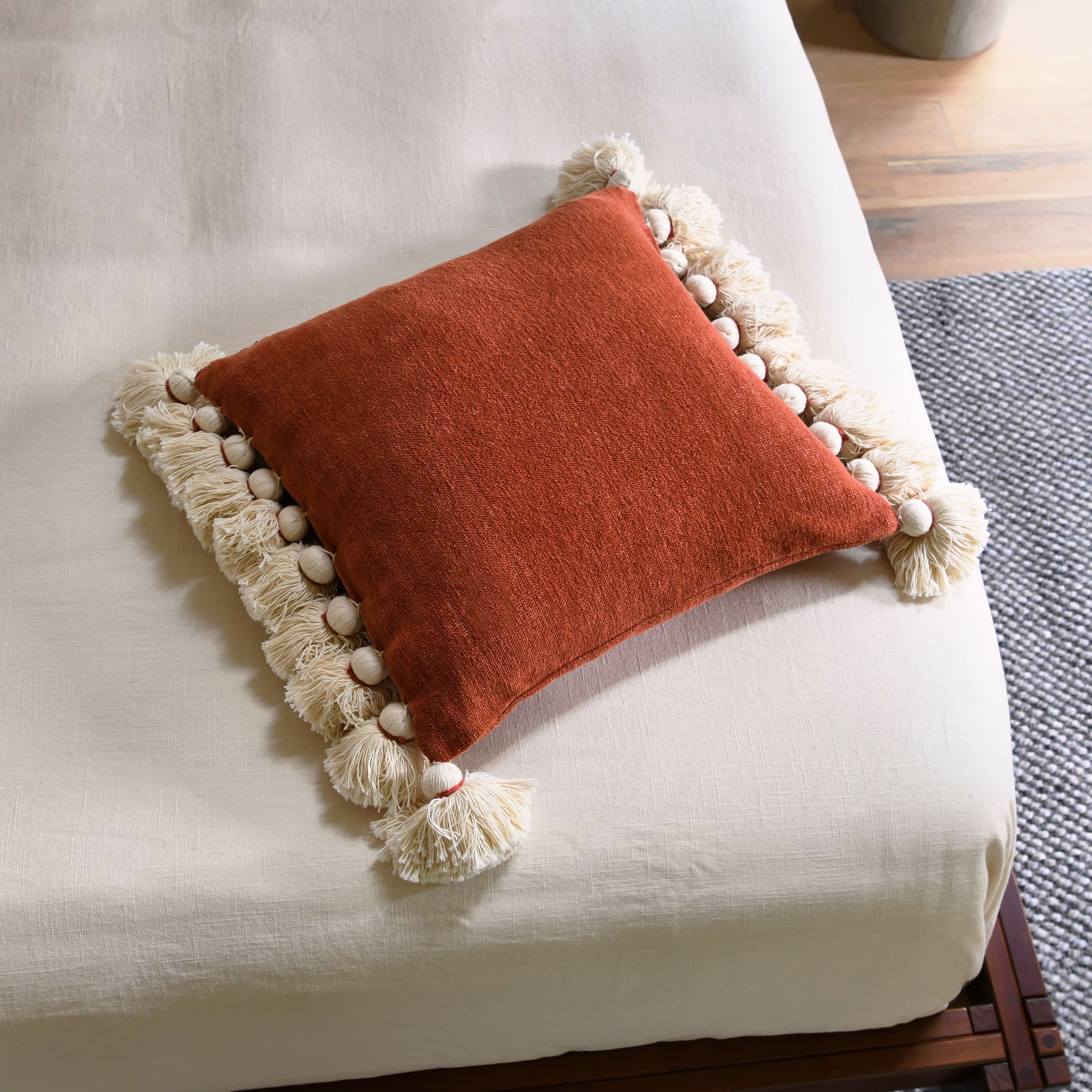 Hello Honey&#xAE; Cotton Chenille Lumbar Pillow with Tassels