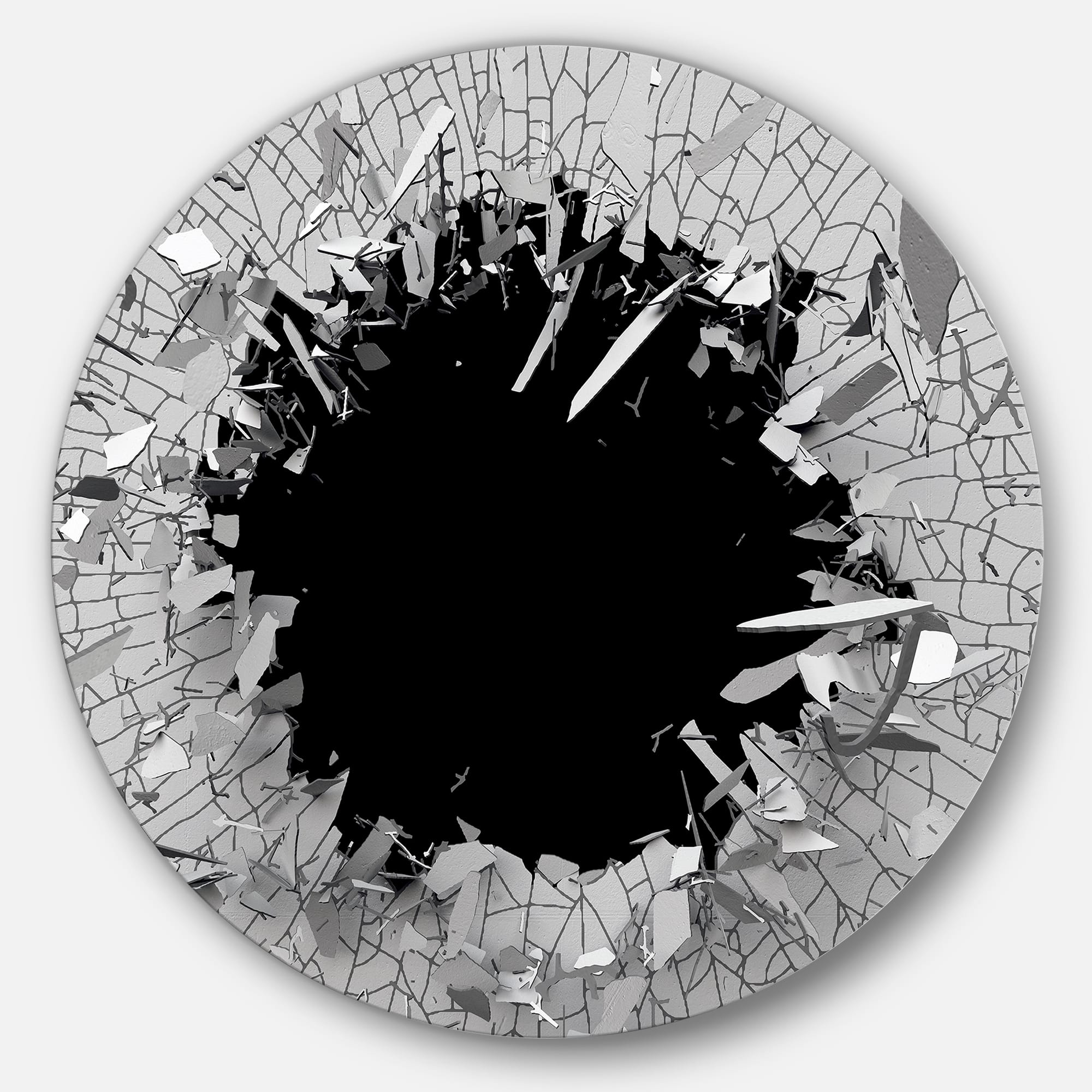 Designart - Abstract Broken Wall 3D Design' Abstract Round Circle Metal Wall Art