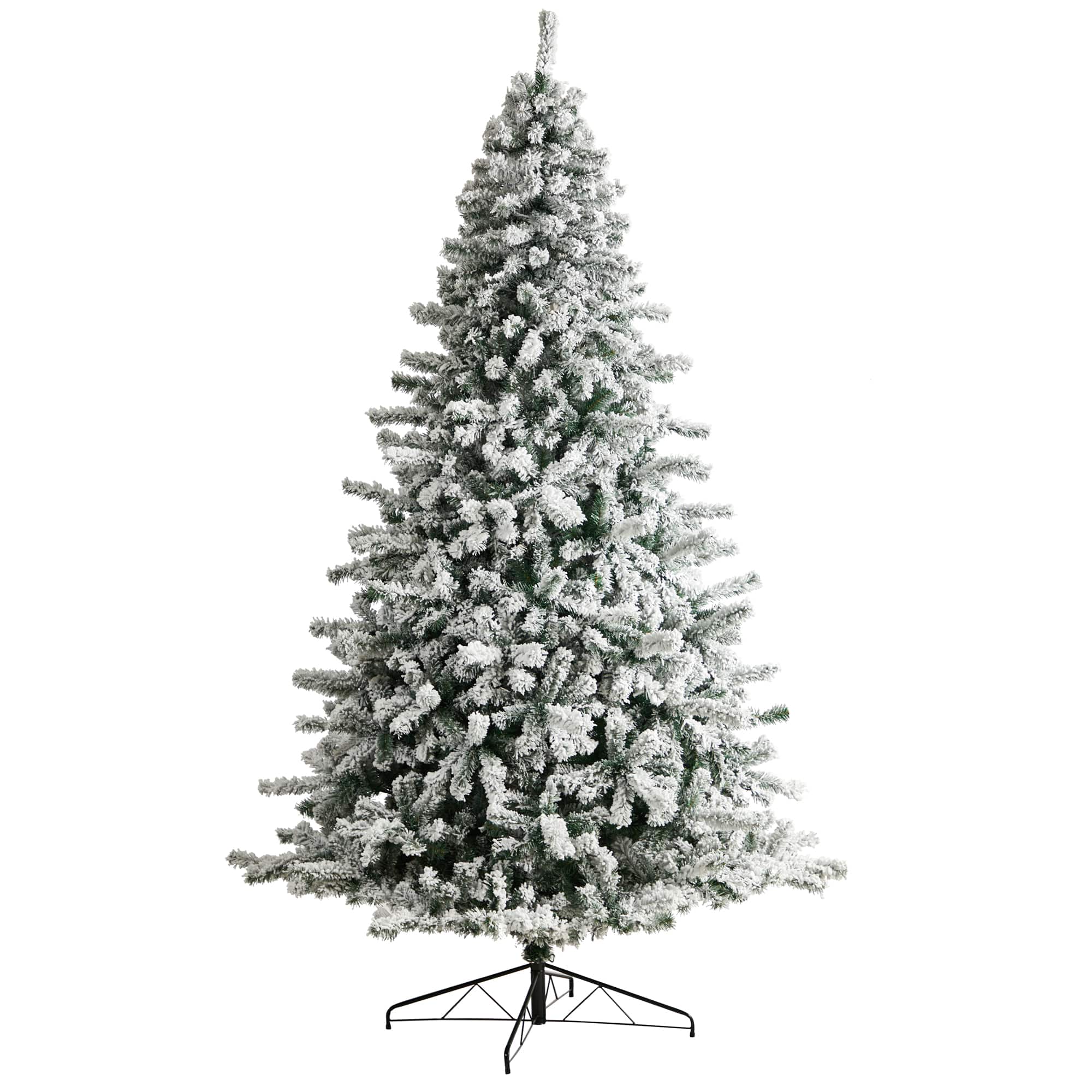 9ft. Pre-Lit Flocked Rock Springs Spruce Artificial Christmas Tree, Clear LED Lights