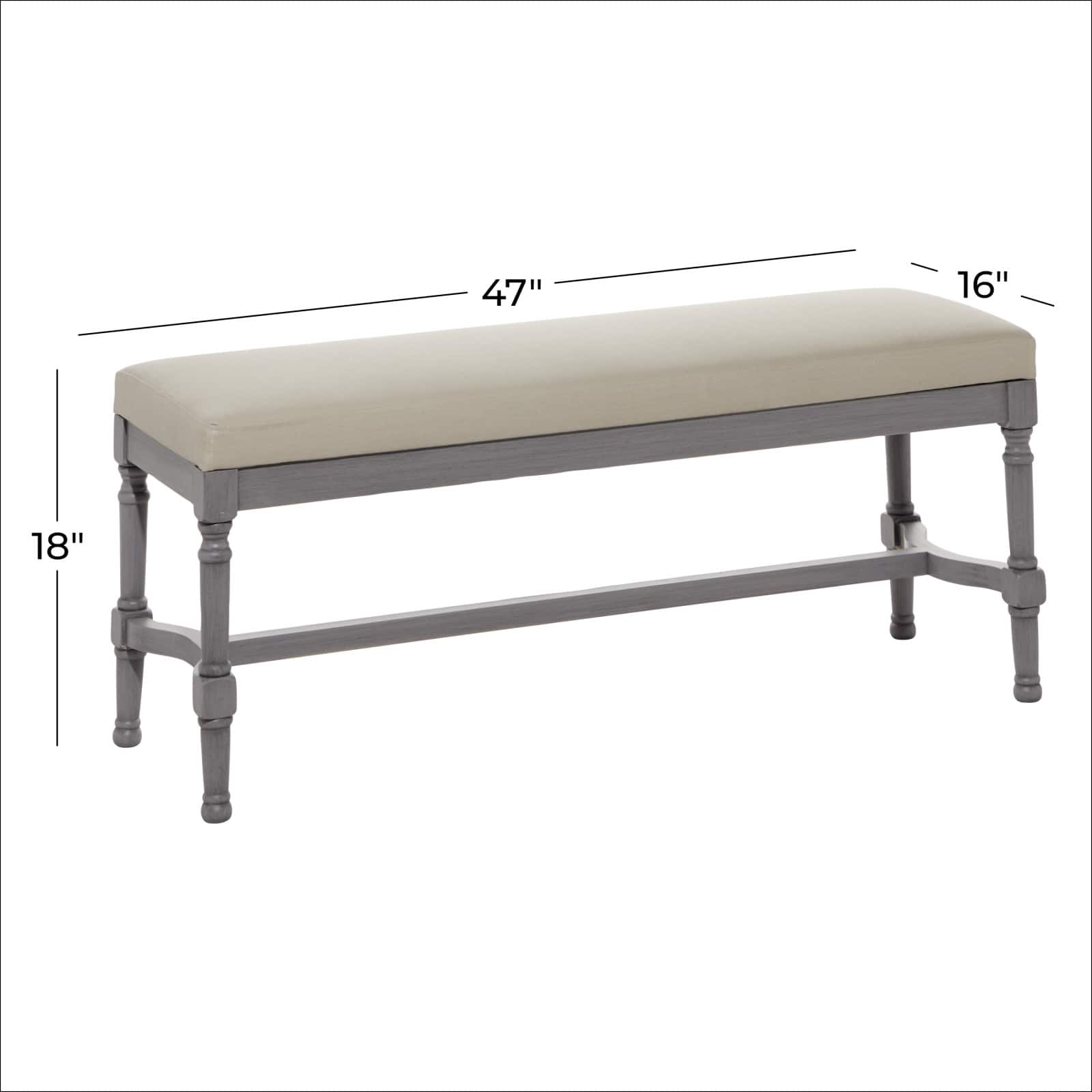 Grey Wood &#x26; Linen Traditional Bench