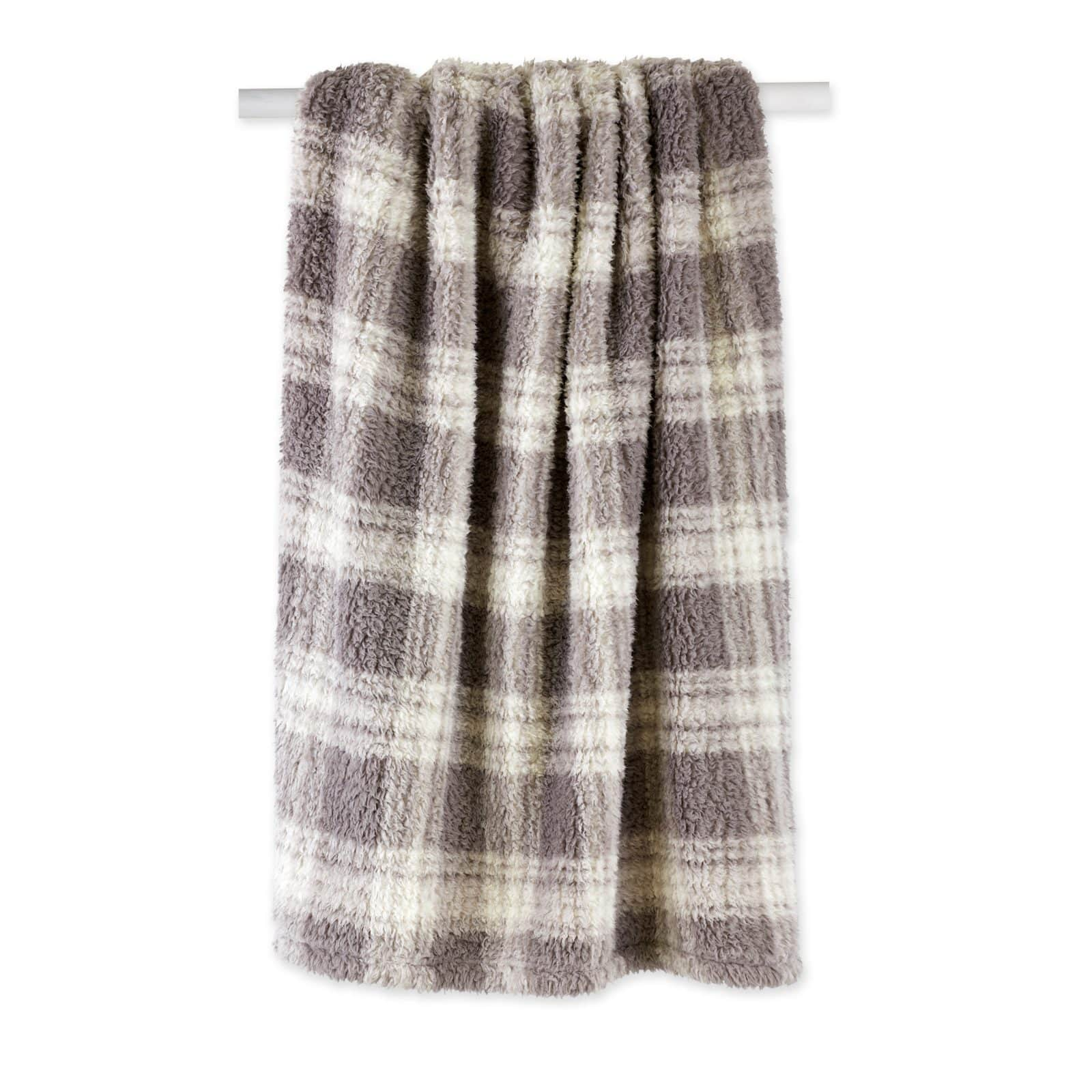 DII&#xAE; Gray Farmhouse Plush Plaid Throw