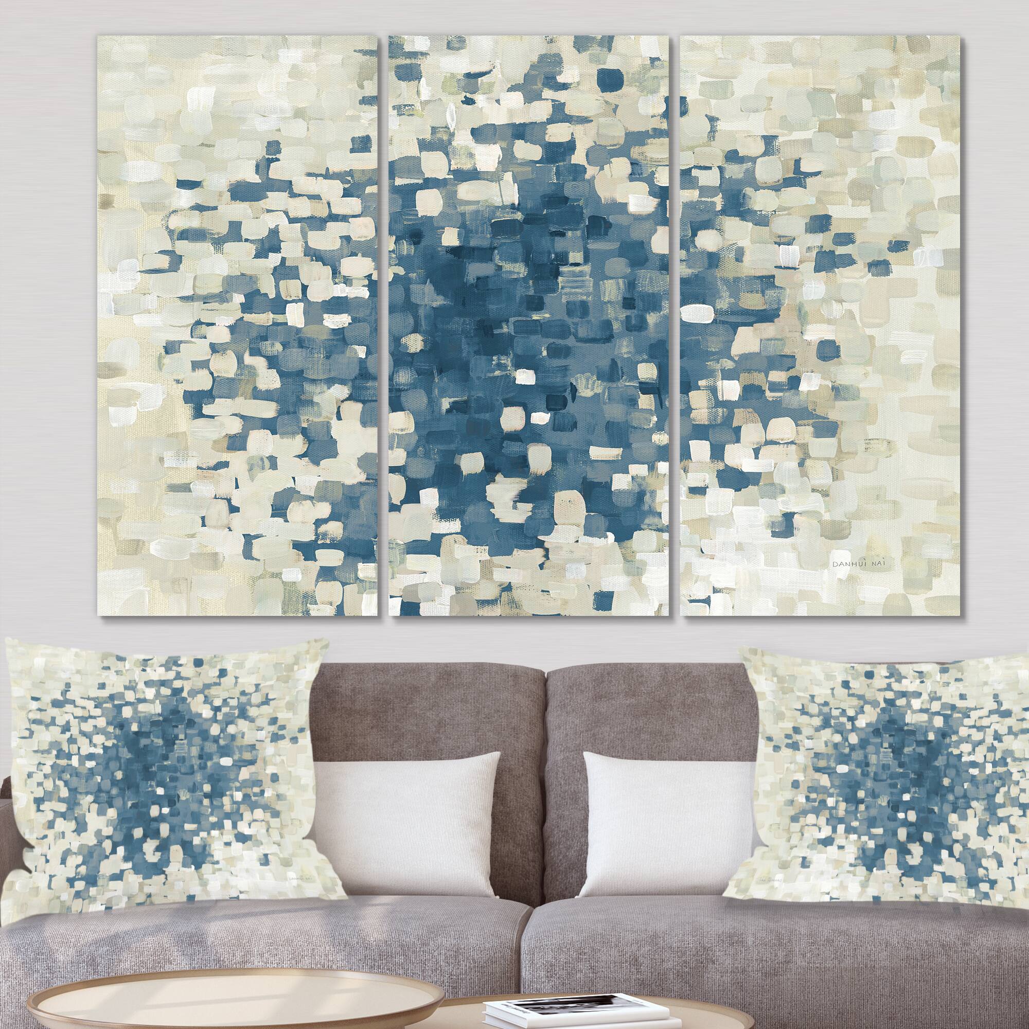 Designart - Geometric Blue Spots - Modern Canvas Artwork