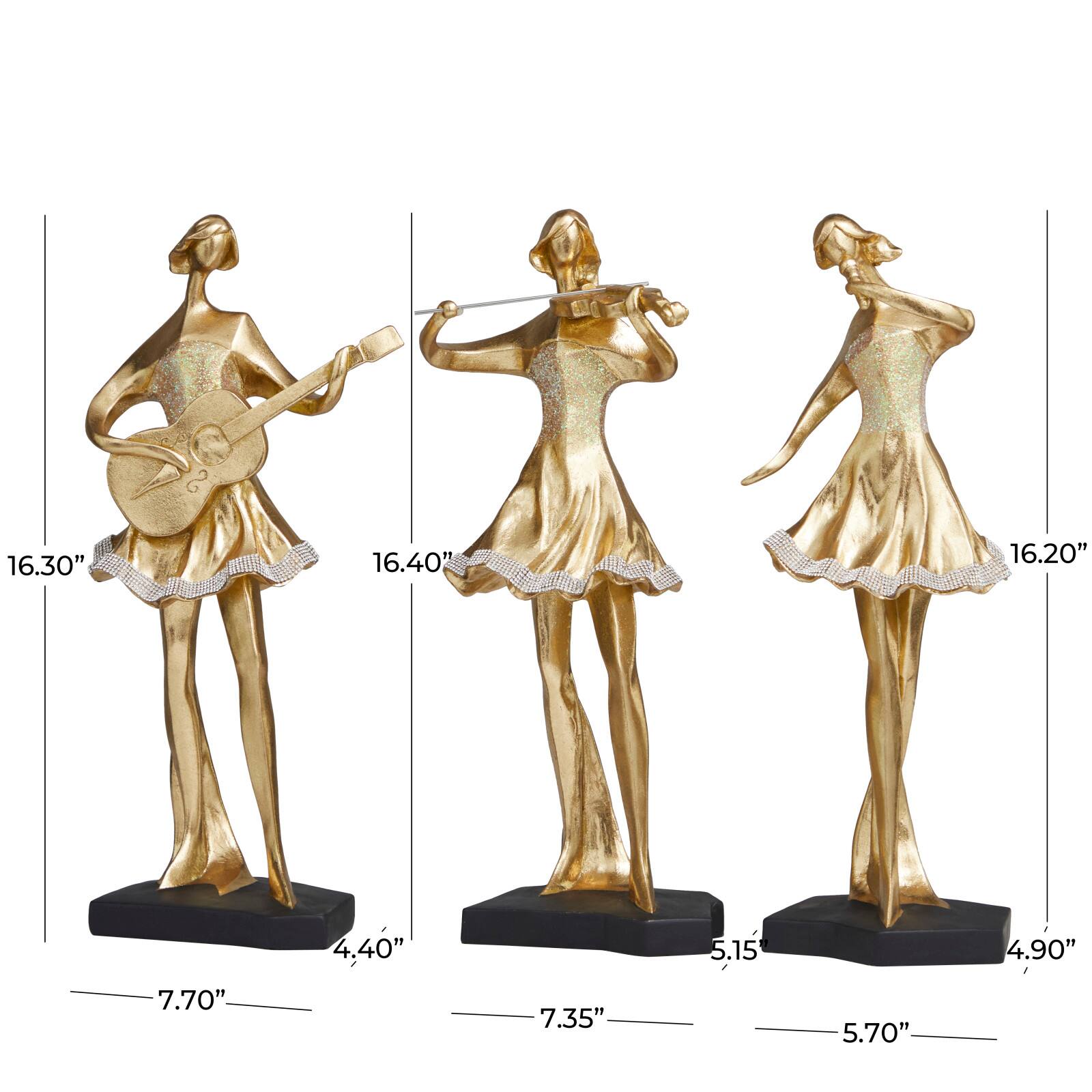 Golden Musical Trio Glam Tabletop Sculpture Set