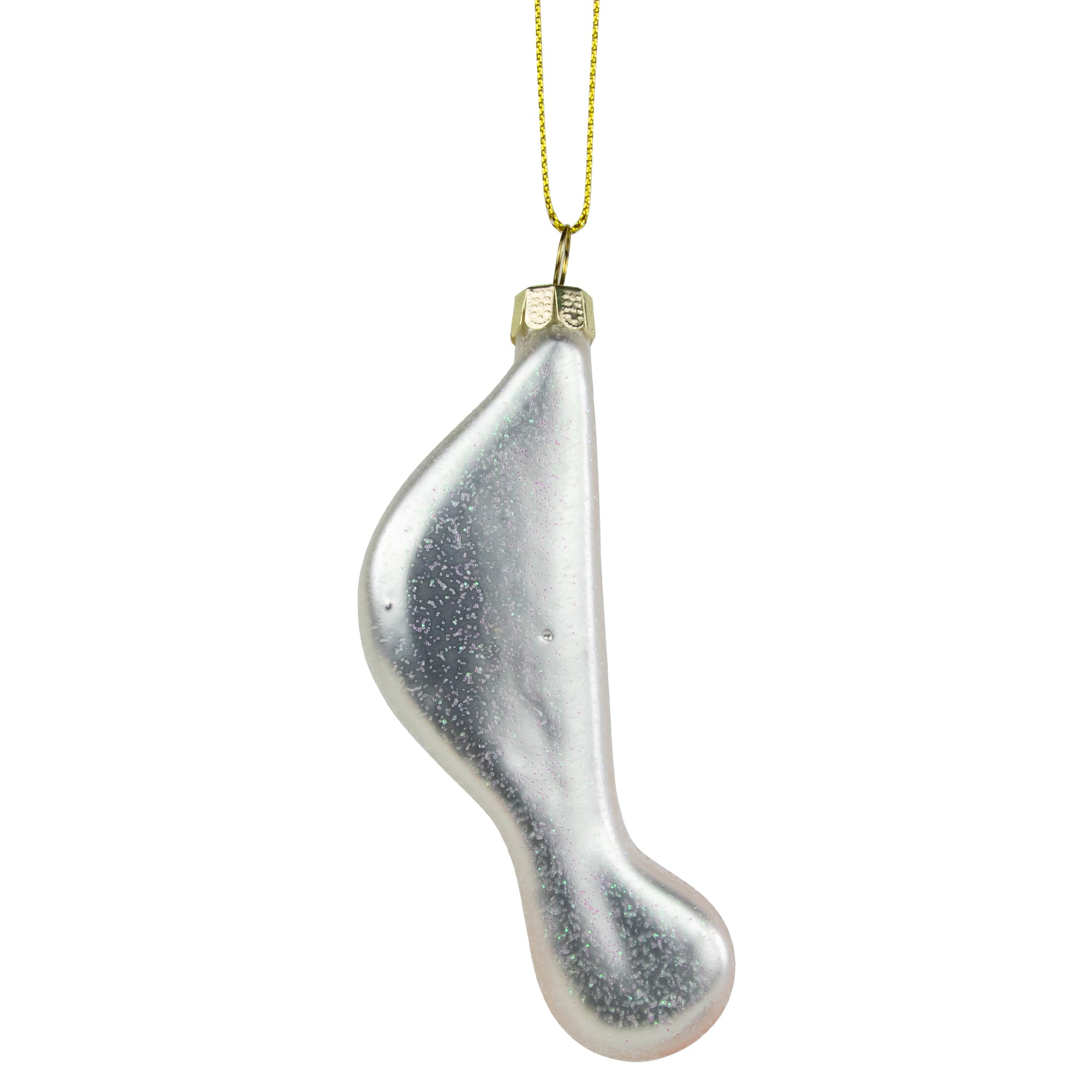 Gold &#x26; White Sixteenth Note Music Symbol Glass Ornament