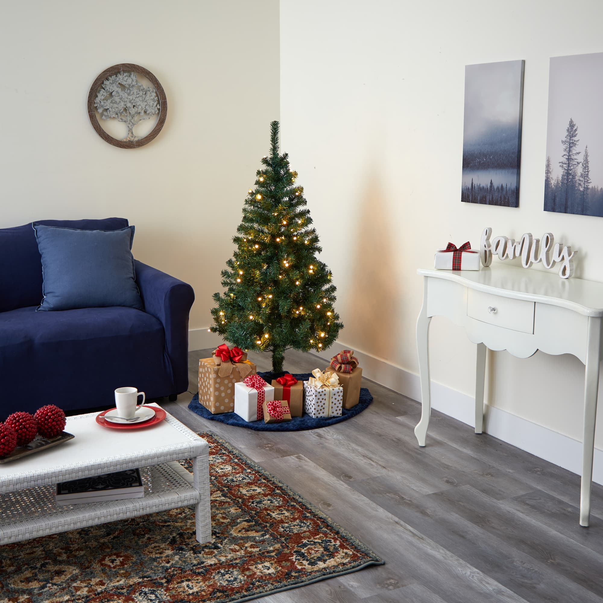 5ft. Pre-Lit Northern Tip Pine Artificial Christmas Tree, Clear LED Lights