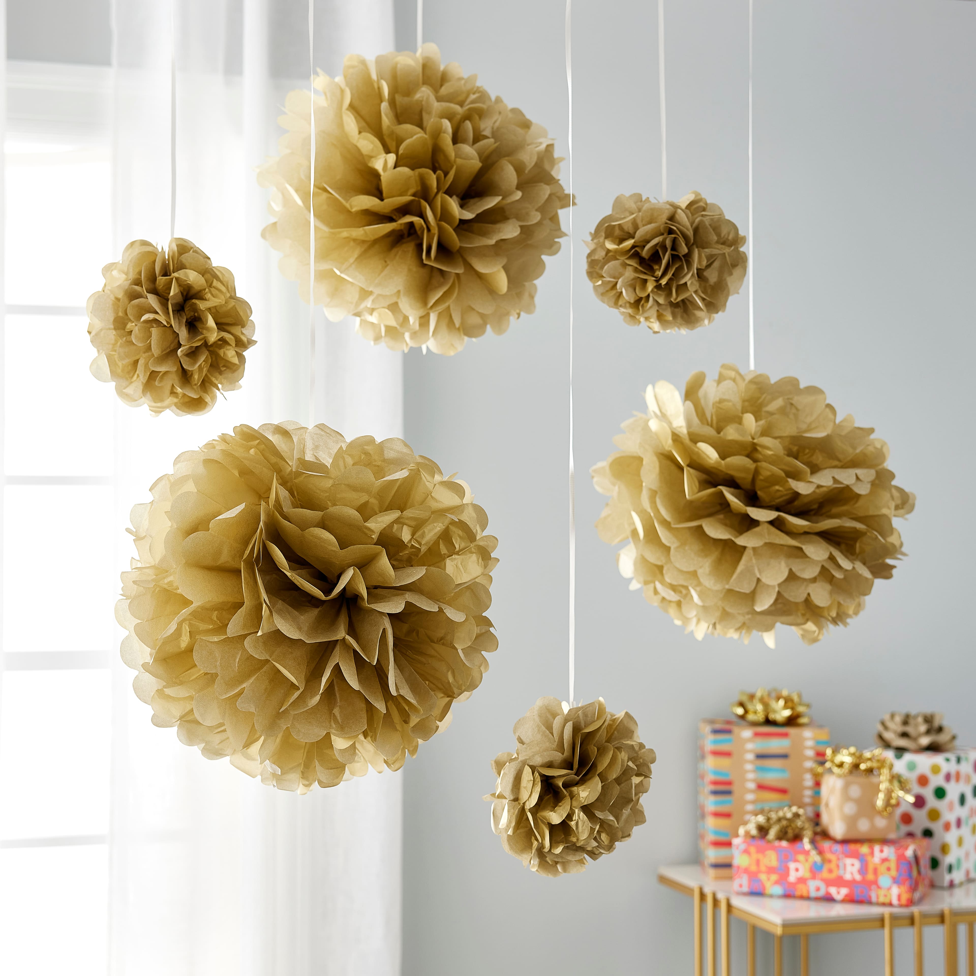 12 Packs: 6 ct. (72 total) Gold Paper Pom Poms by Celebrate It™