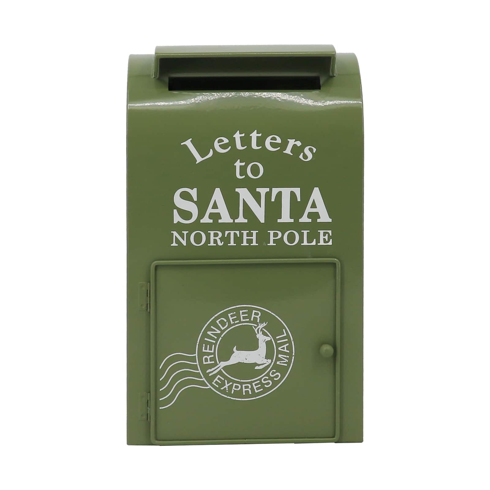 13&#x22; Green Letters to Santa Metal Mailbox Tabletop D&#xE9;cor by Ashland&#xAE;