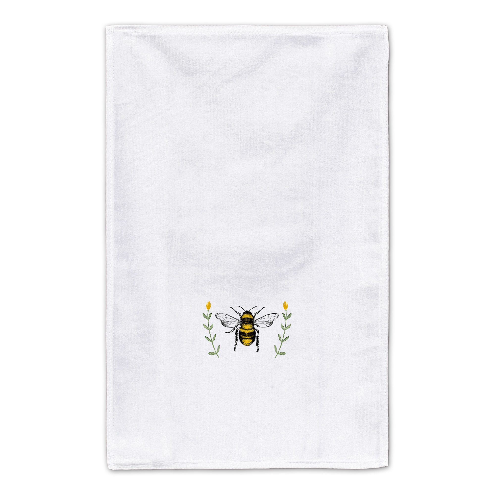 Bee With Watercolor Flowers 16 x 25 Tea Towel Set of 2