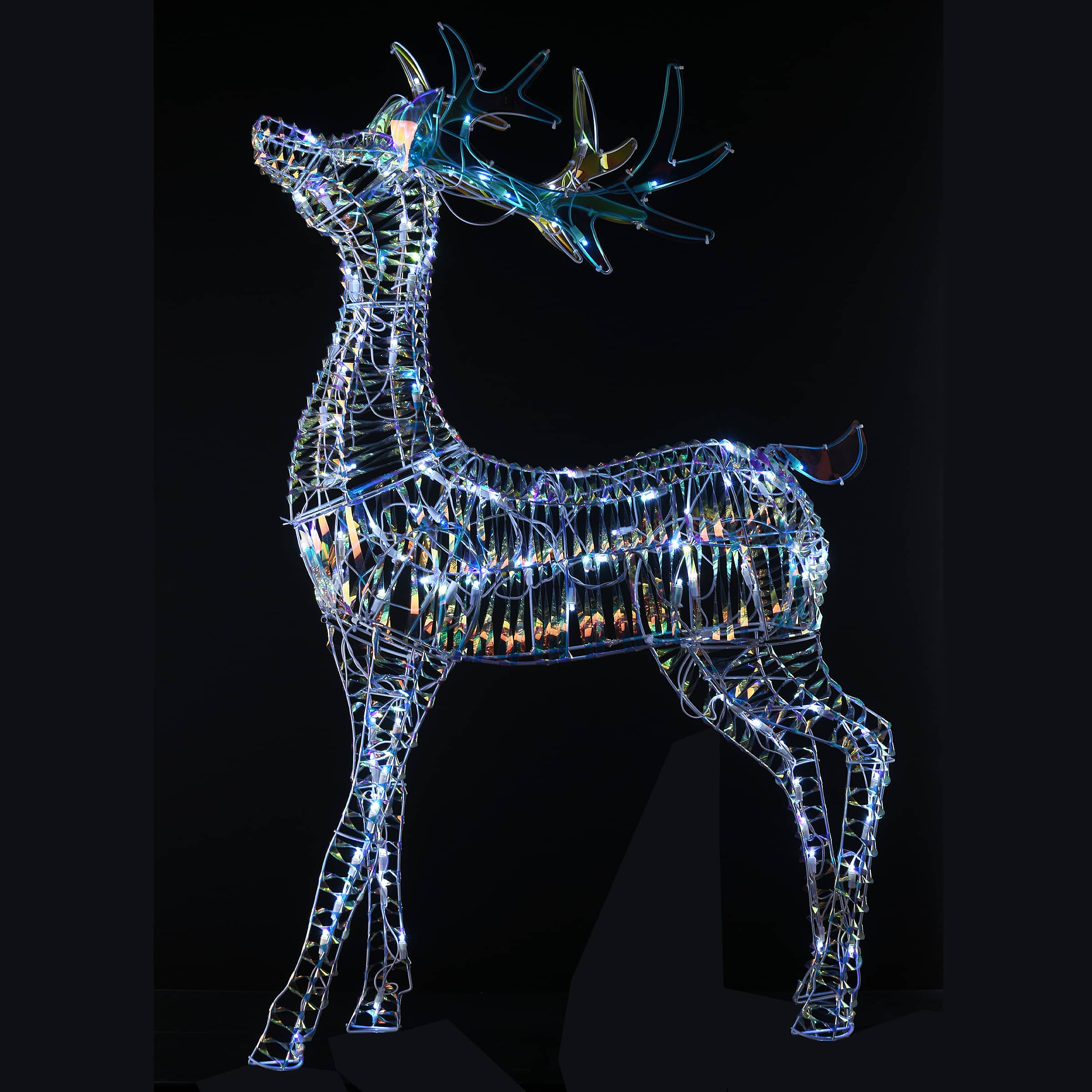48" Iridescent Deer with Cool White LED Lights
