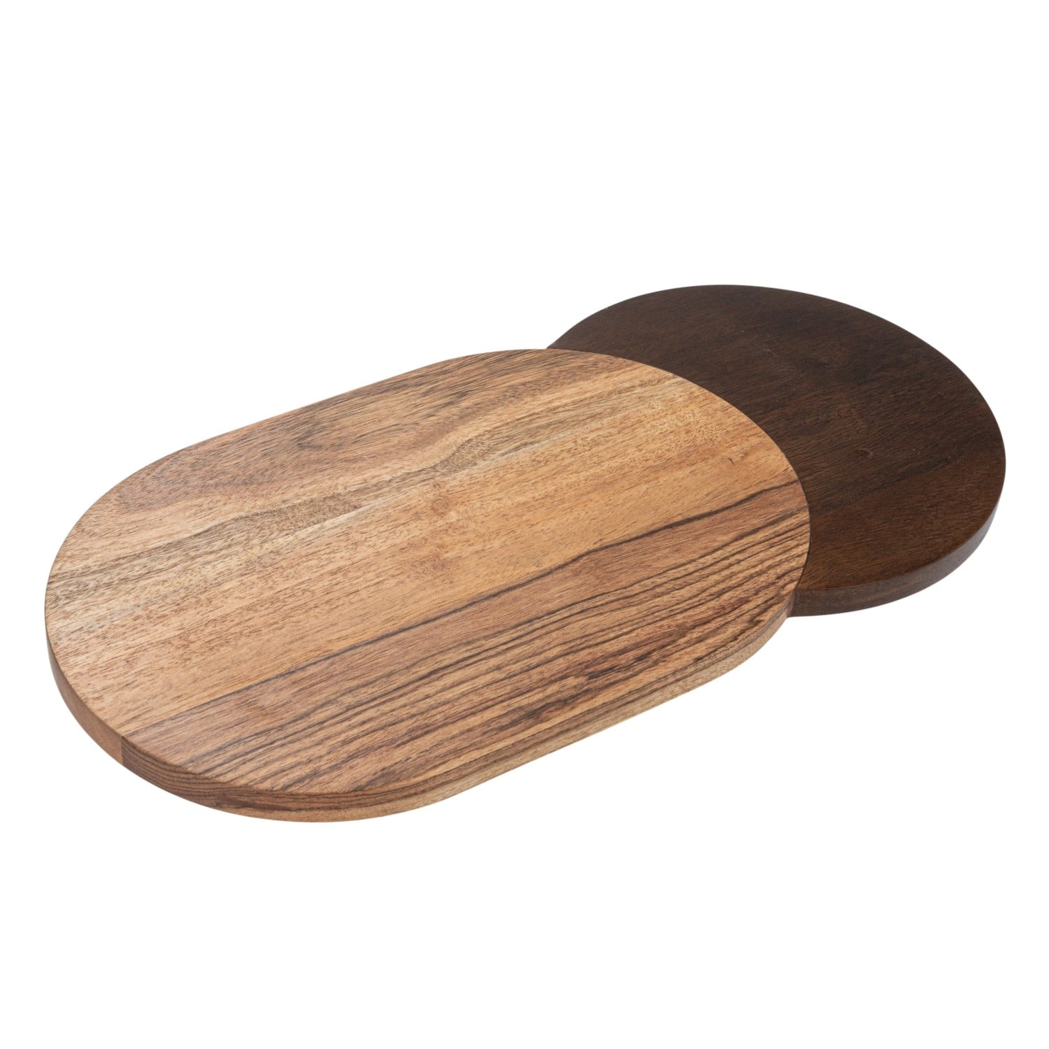 15.75&#x22; Natural &#x26; Walnut Oval Two-Tone Wood Cheese &#x26; Cutting Board