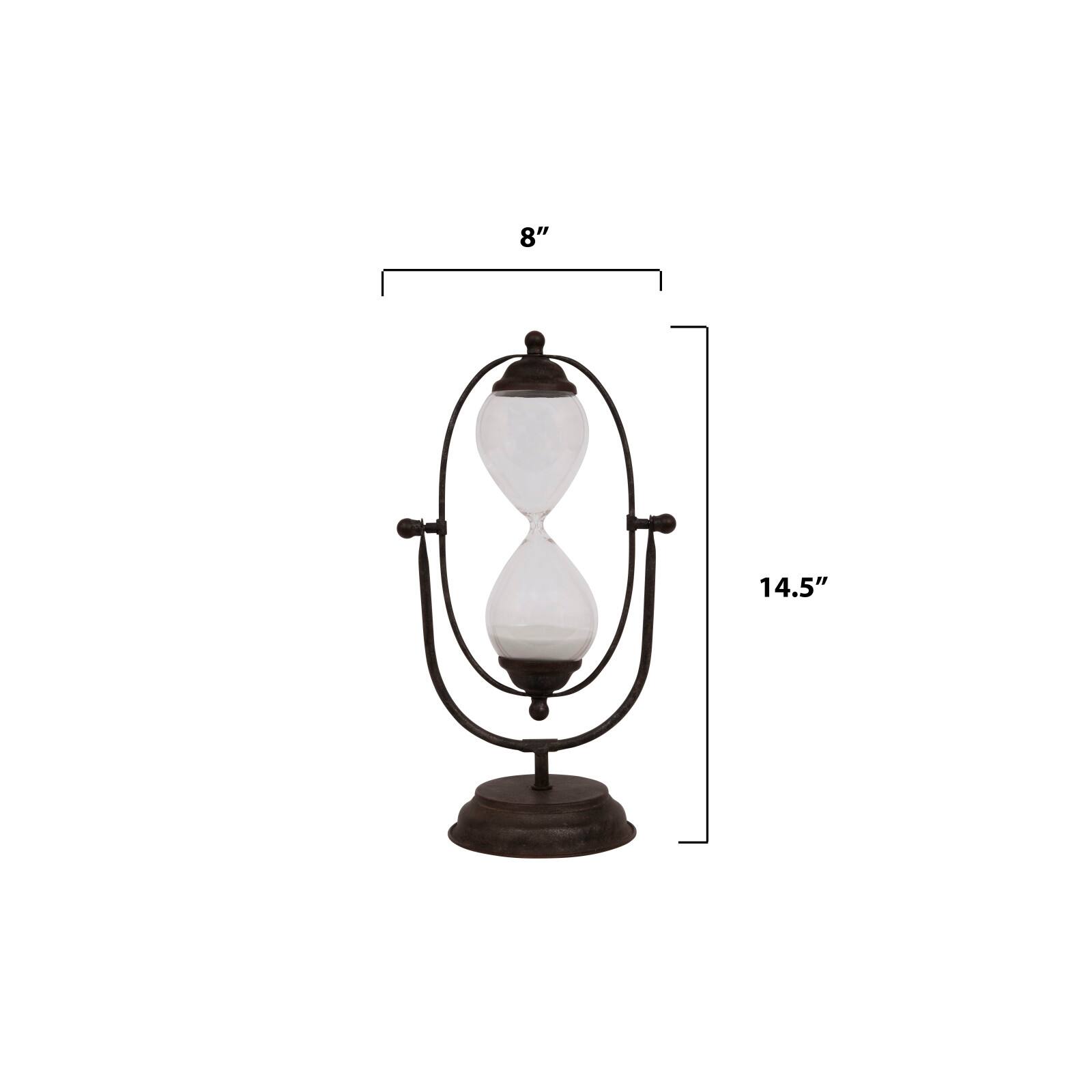 Hello Honey® 14.5" Distressed Metal Hourglass with White Sand