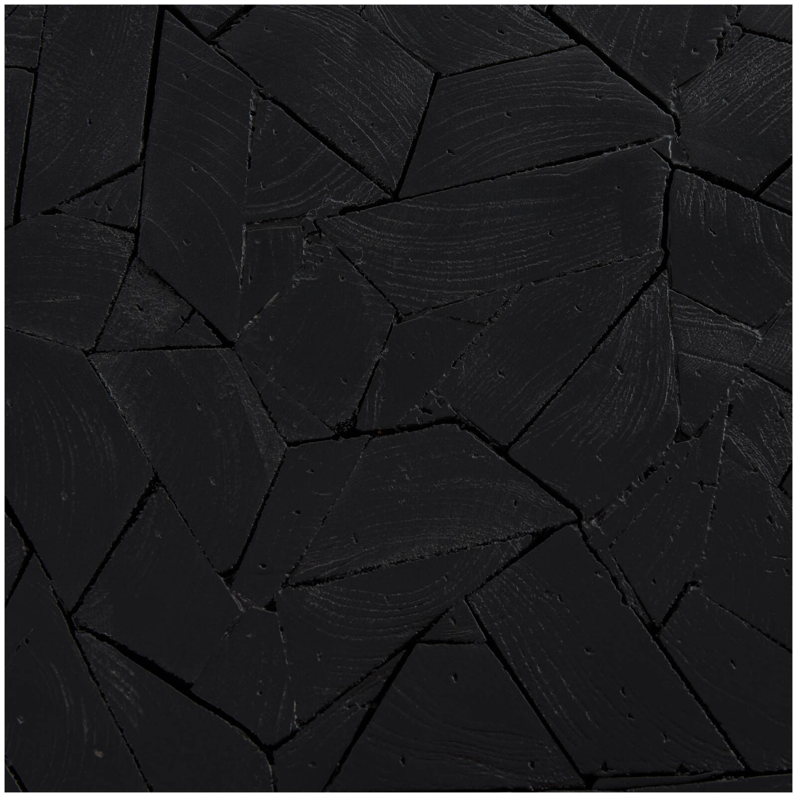 22" Black Teak Wood Geometric Handmade Inverted Pyramid Accent Table with Black Metal Base