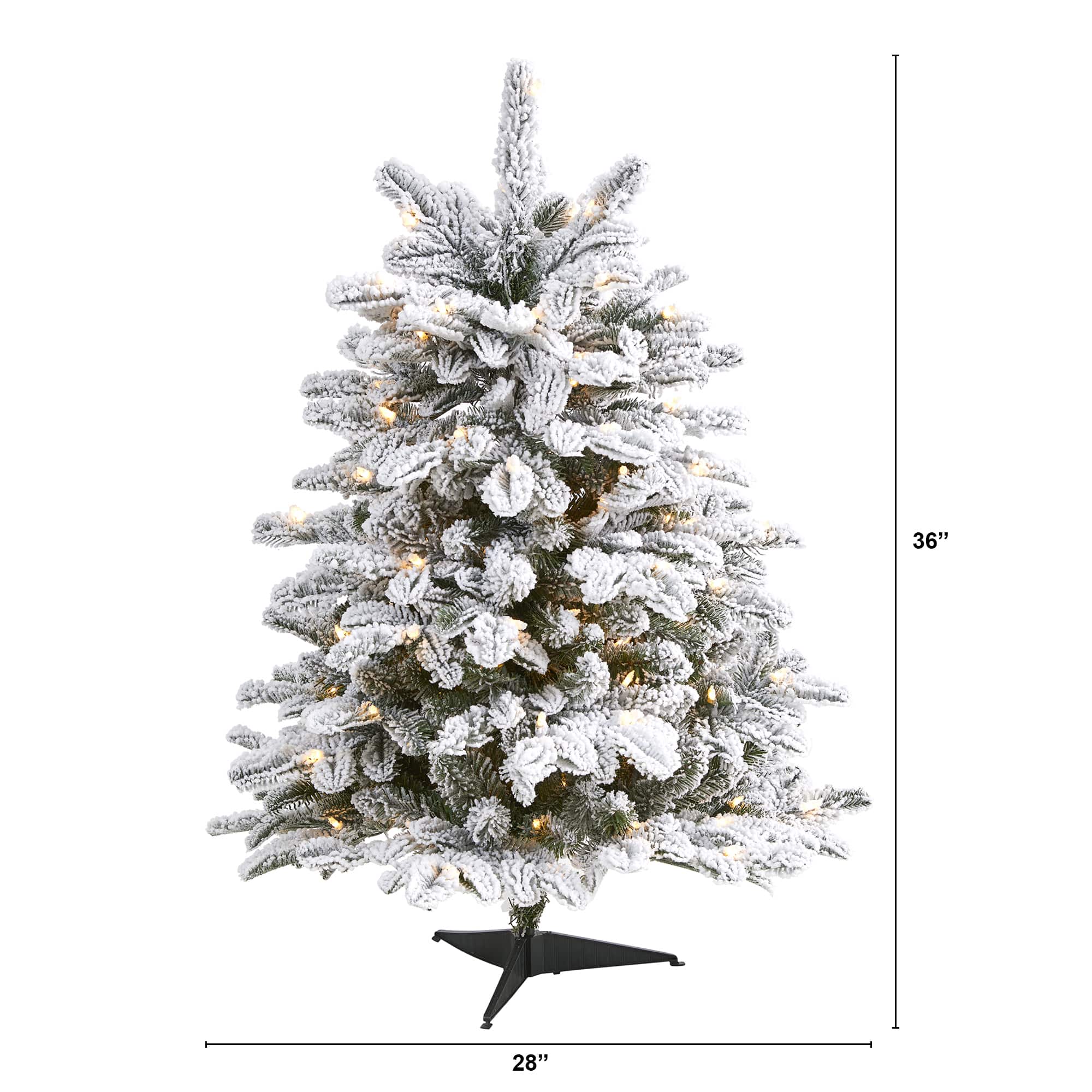 3ft. PreLit Flocked North Carolina Fir Artificial Christmas Tree with Warm White Lights Under