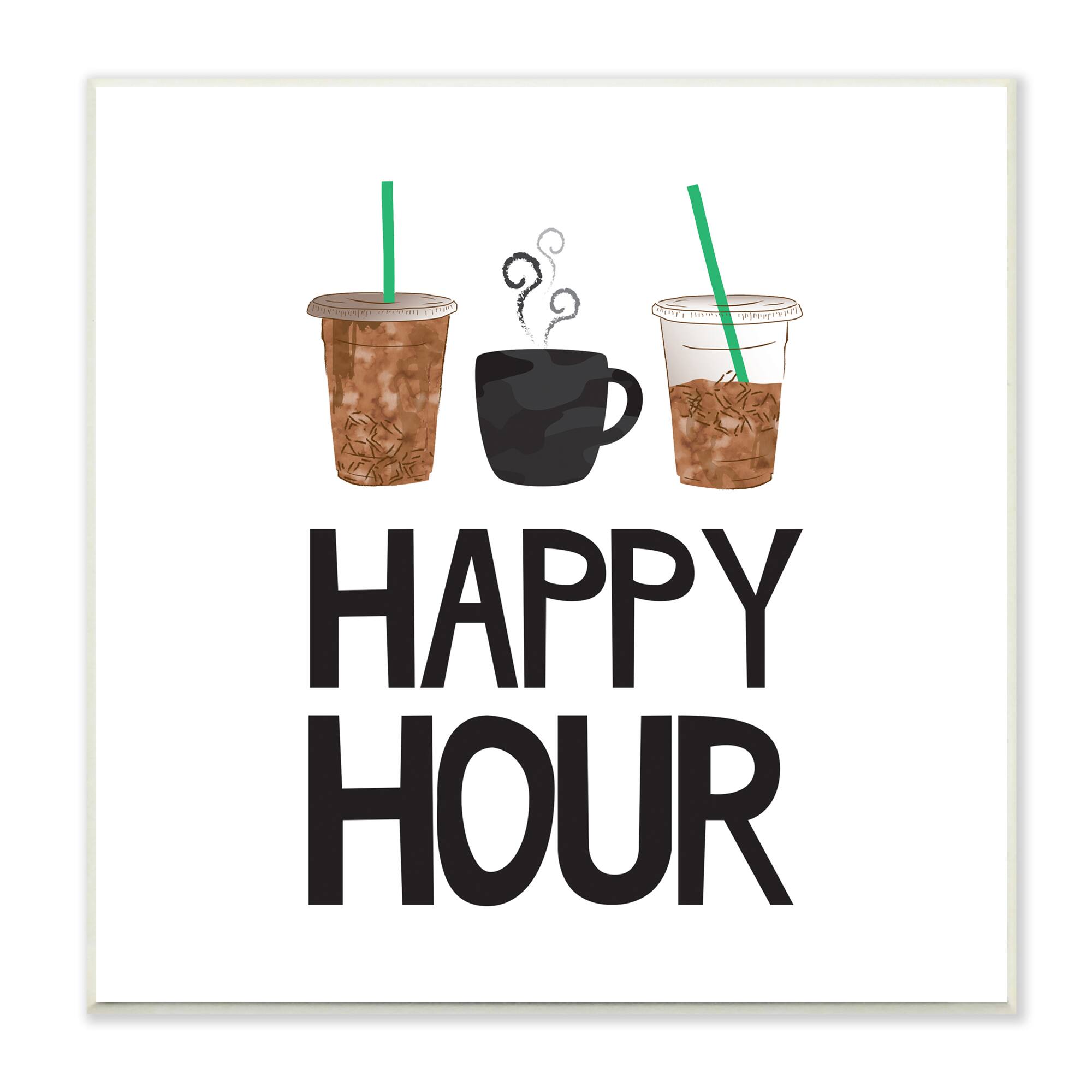 Stupell Industries Happy Hour Phrase Coffee Iced Drink Kitchen Beverage,12" x 12"