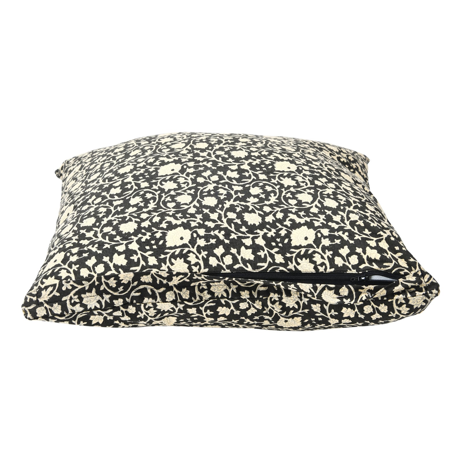 Hello Honey® Vintage Inspired Black and White Floral Block Pattern Throw Pillow