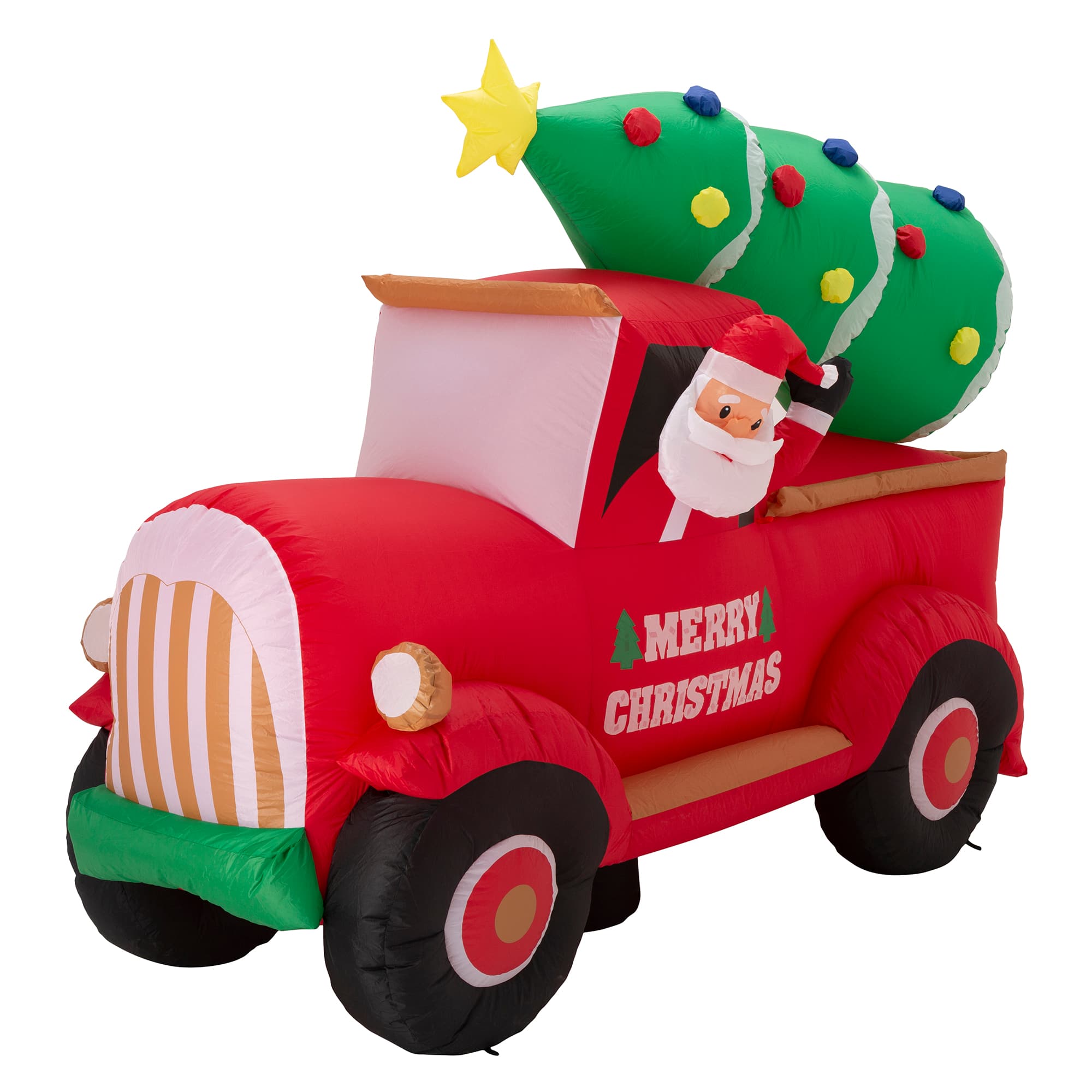 Glitzhome&#xAE; 7ft. Inflatable Santa Claus On Truck