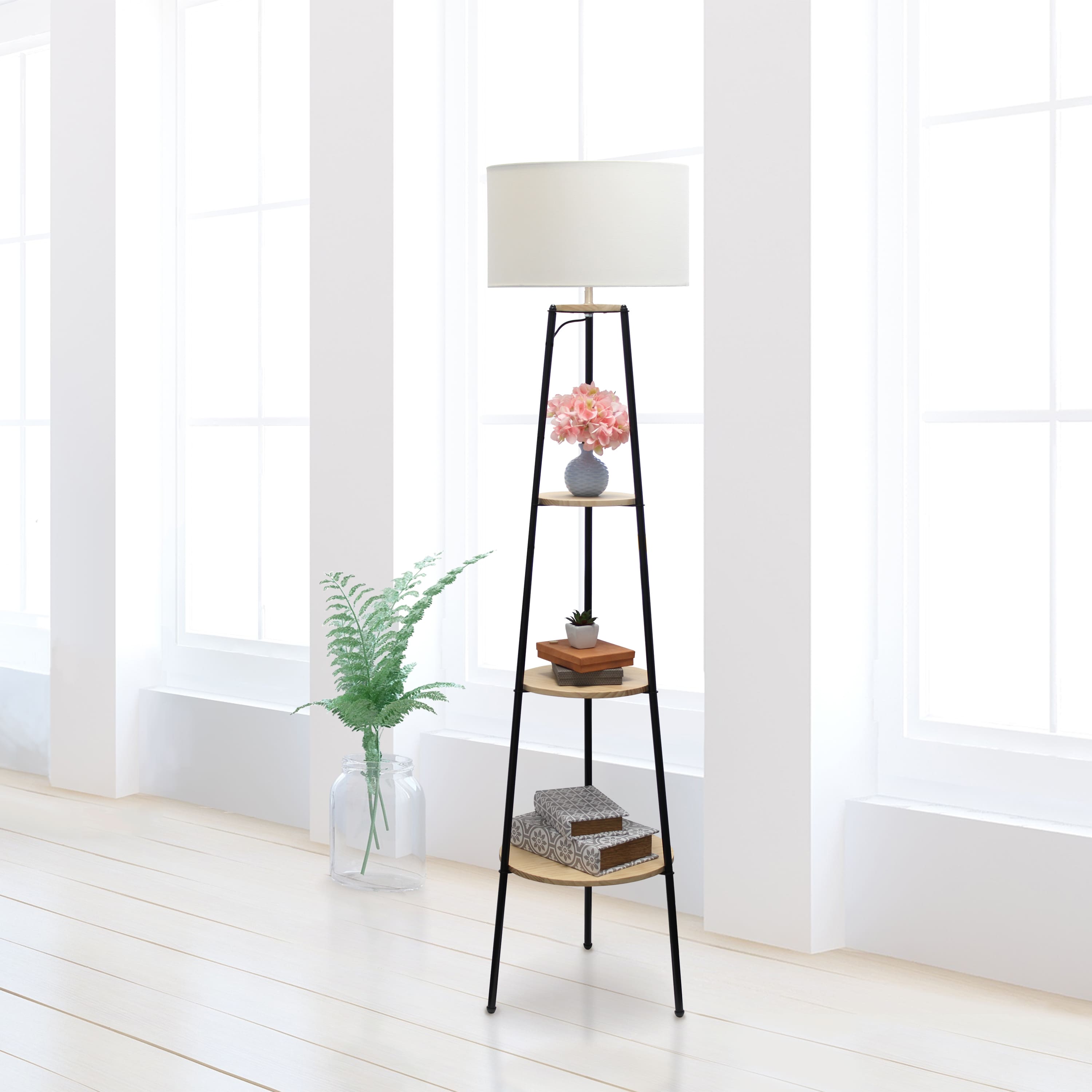 Simple Designs 62.5&#x22; Tripod 3 Tier Floor Lamp