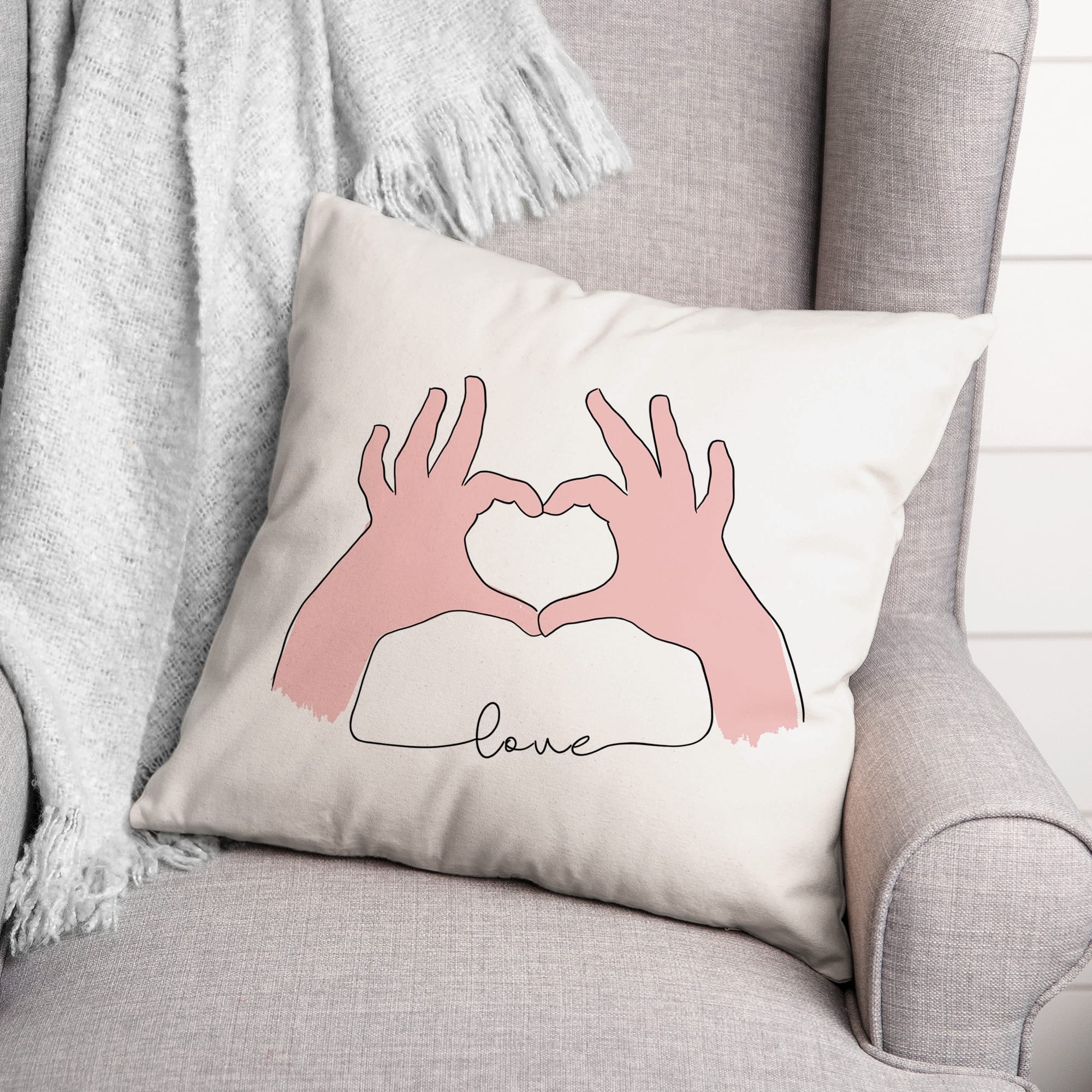 Love Heart Hands Throw Pillow