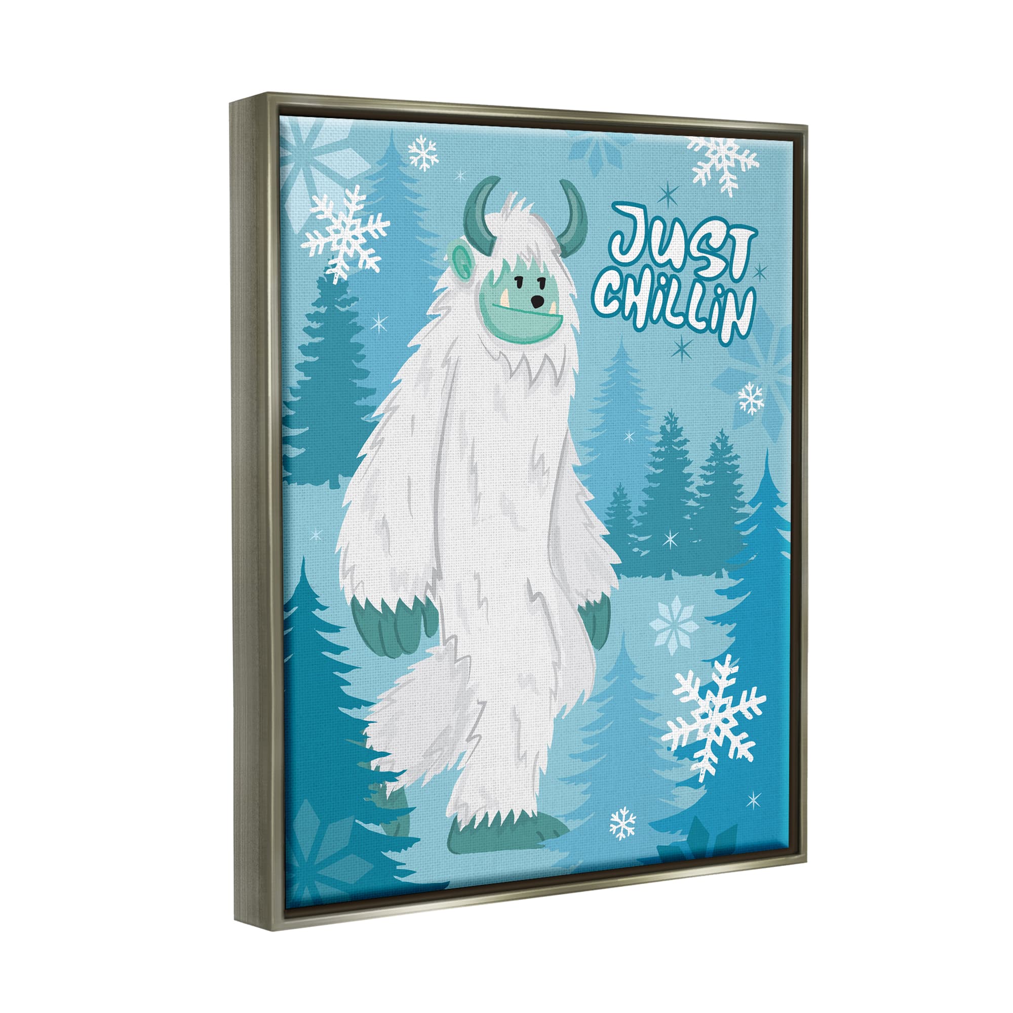 Stupell Industries Just Chillin Funny Winter Yeti Framed Floater Canvas Wall Art