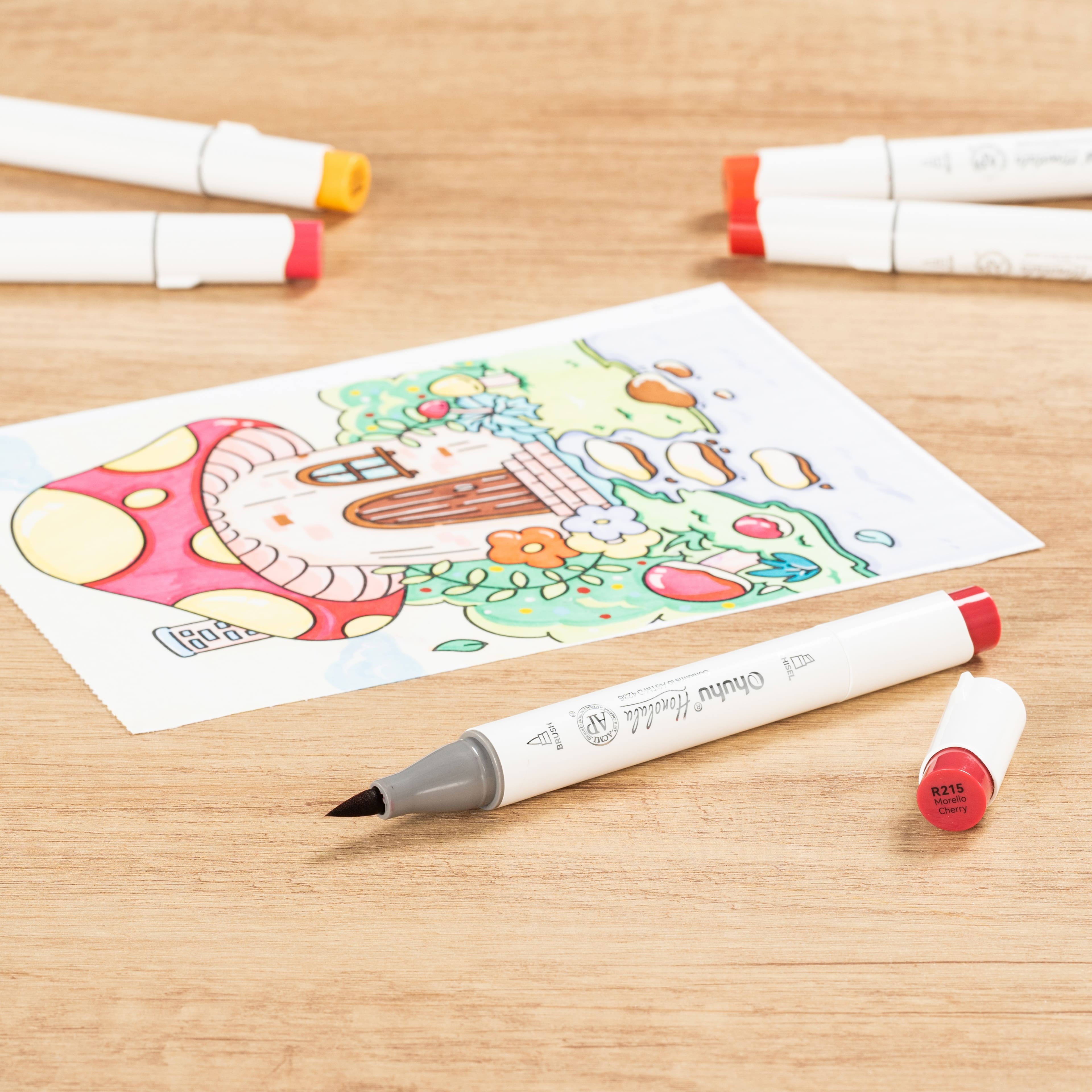 Ohuhu&#xAE; Honolulu Brush &#x26; Chisel Dual Tip Marker