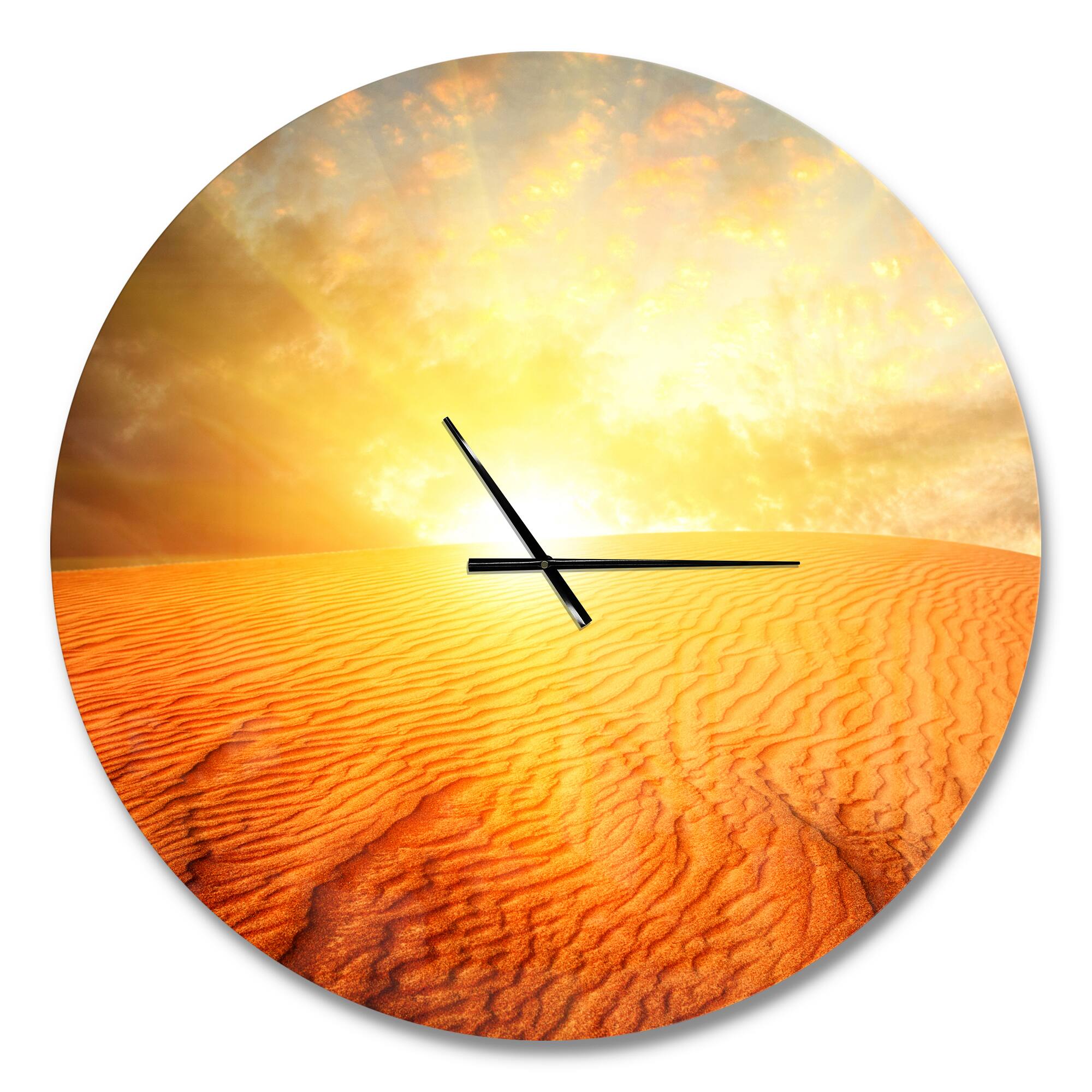 Designart Sand Landscape with Sun Modern Wall Clock