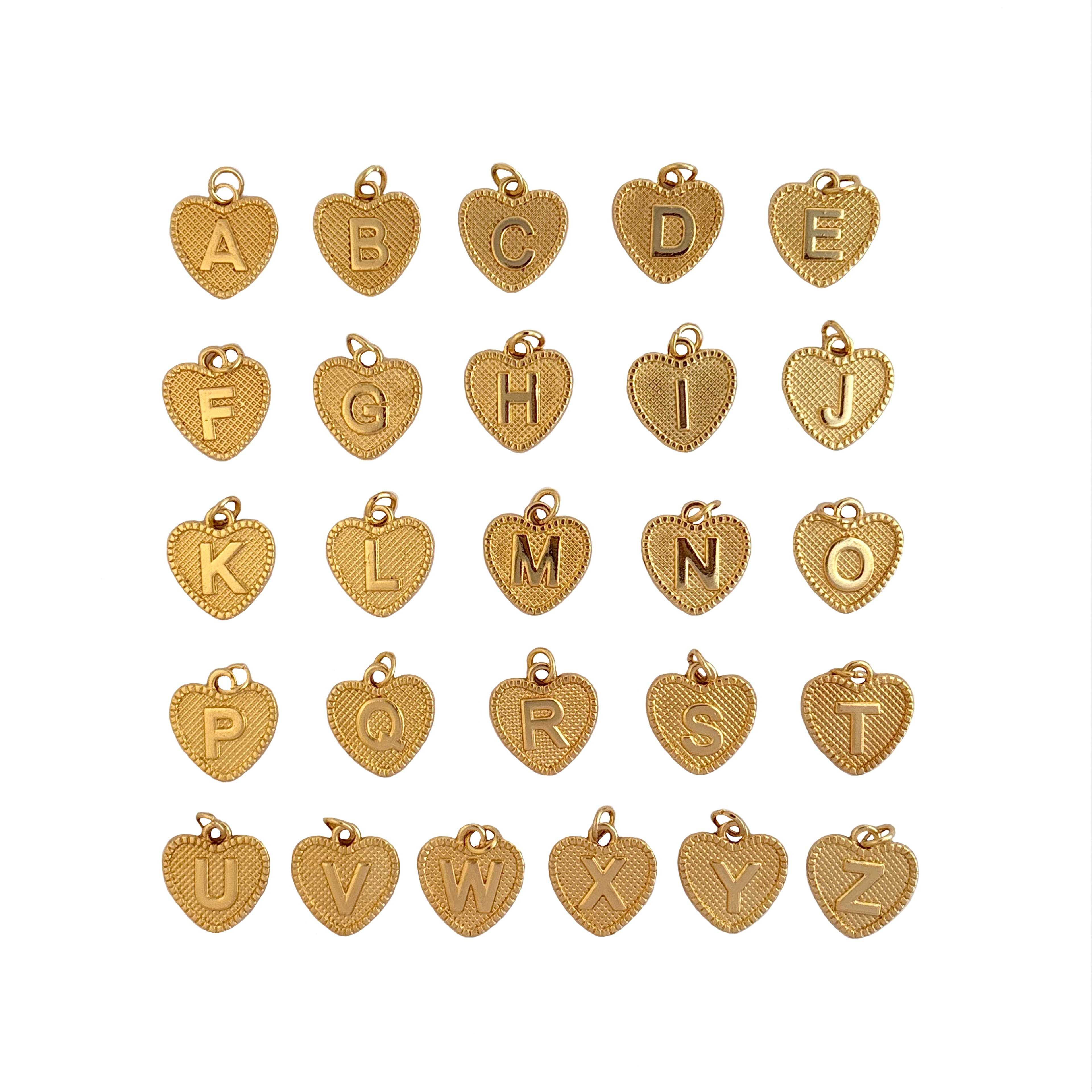 Blue Moon Studio&#x2122; Gold-Colored Heart Alphabet Charm Set