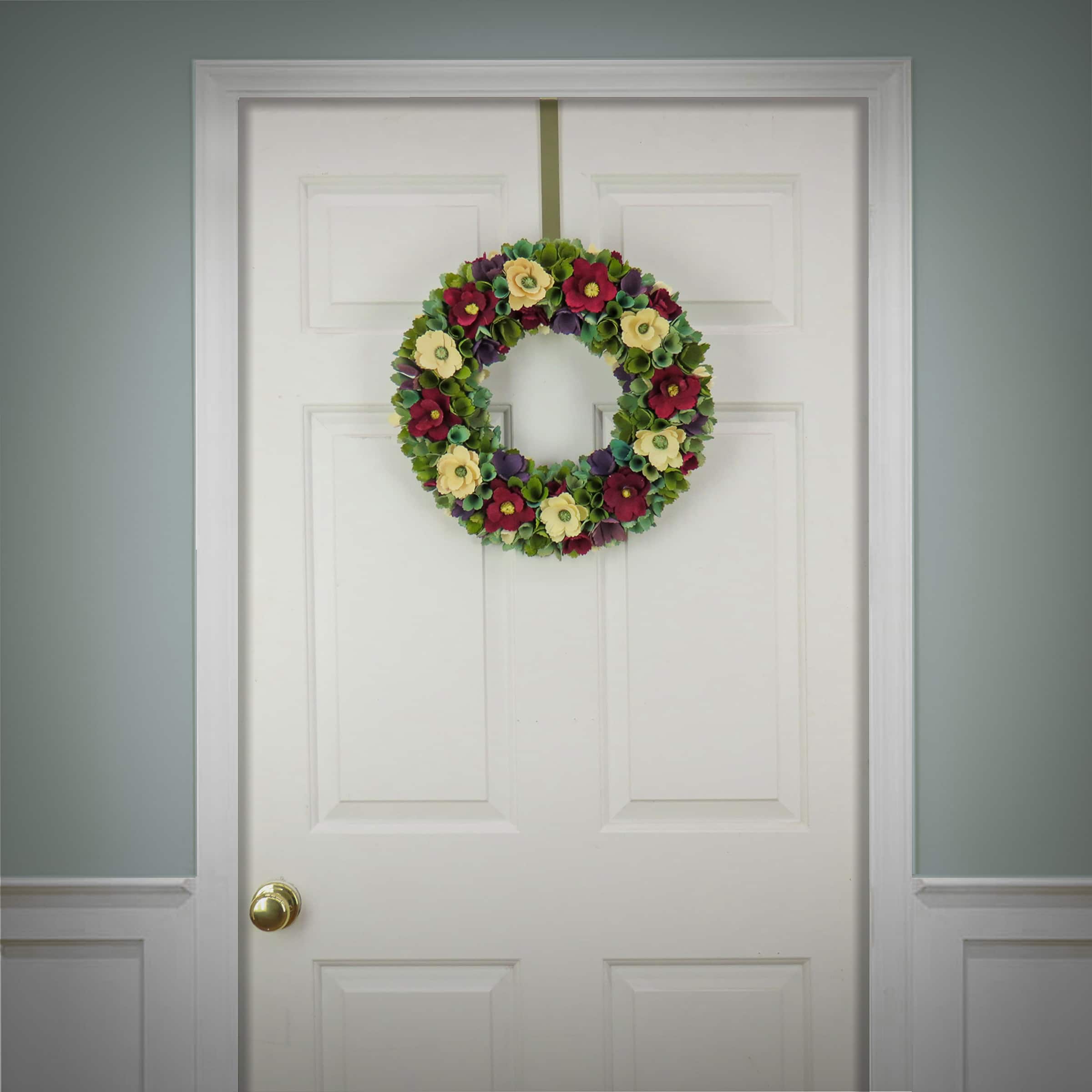 18" Red & Cream Floral Wreath