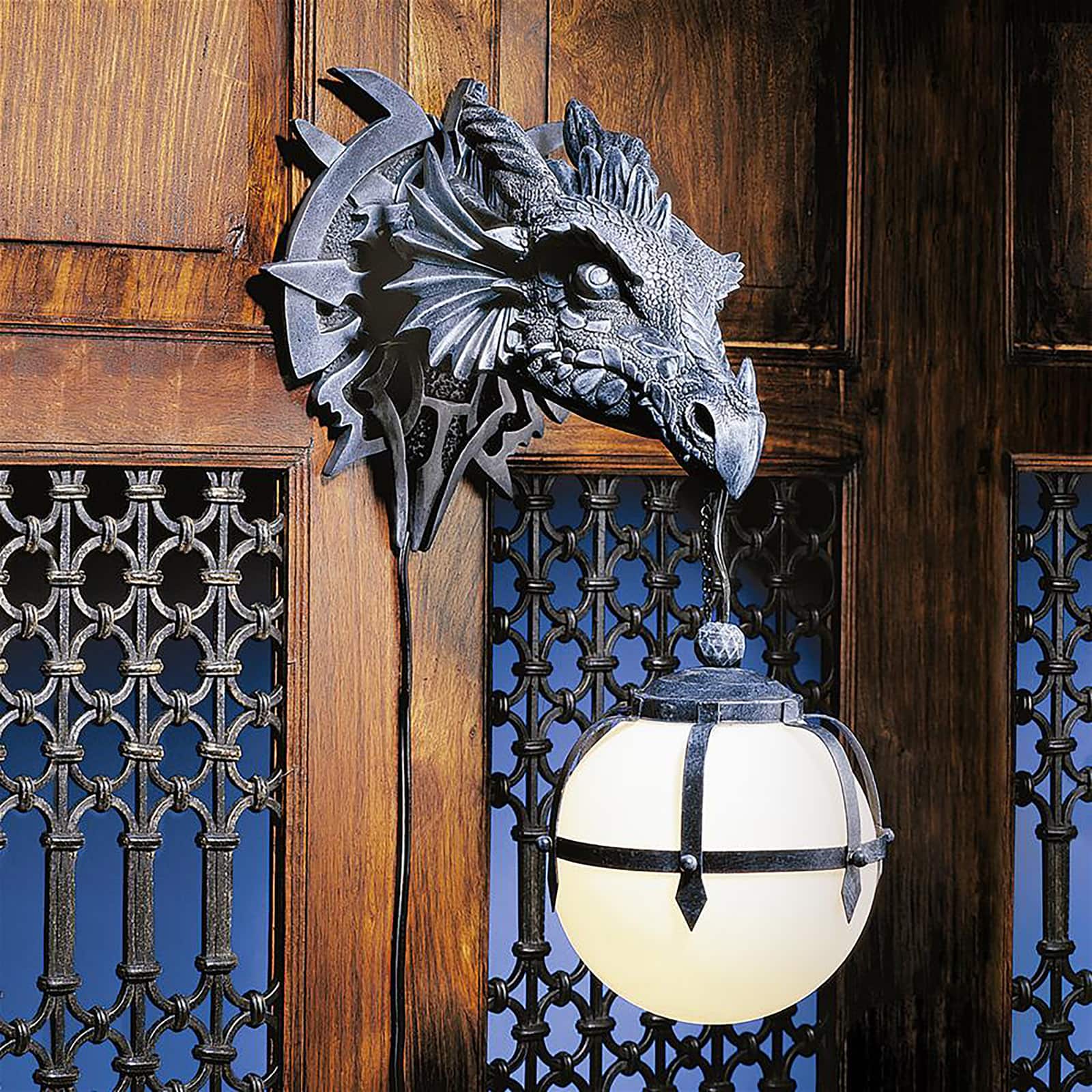 Design Toscano 17&#x22; Castle Dragon Electric Wall Sconce