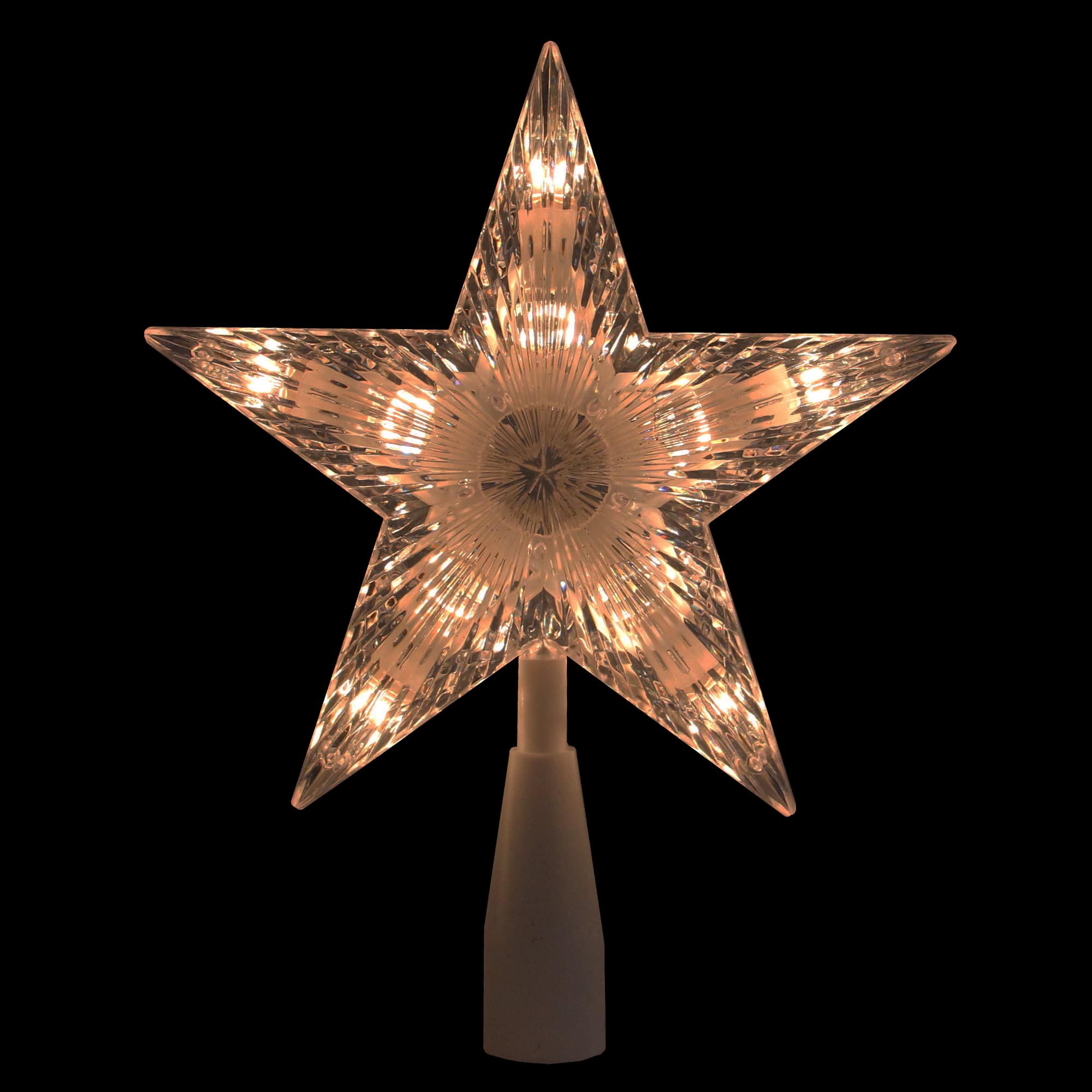 7.5&#x22; Clear &#x26; White 5-Point Star Tree Topper