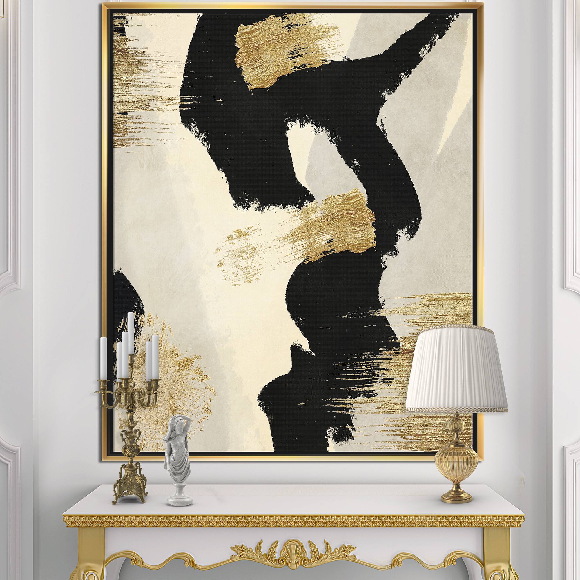 Designart - Glam Collage II - Modern & Contemporary Canvas in Gold Frame