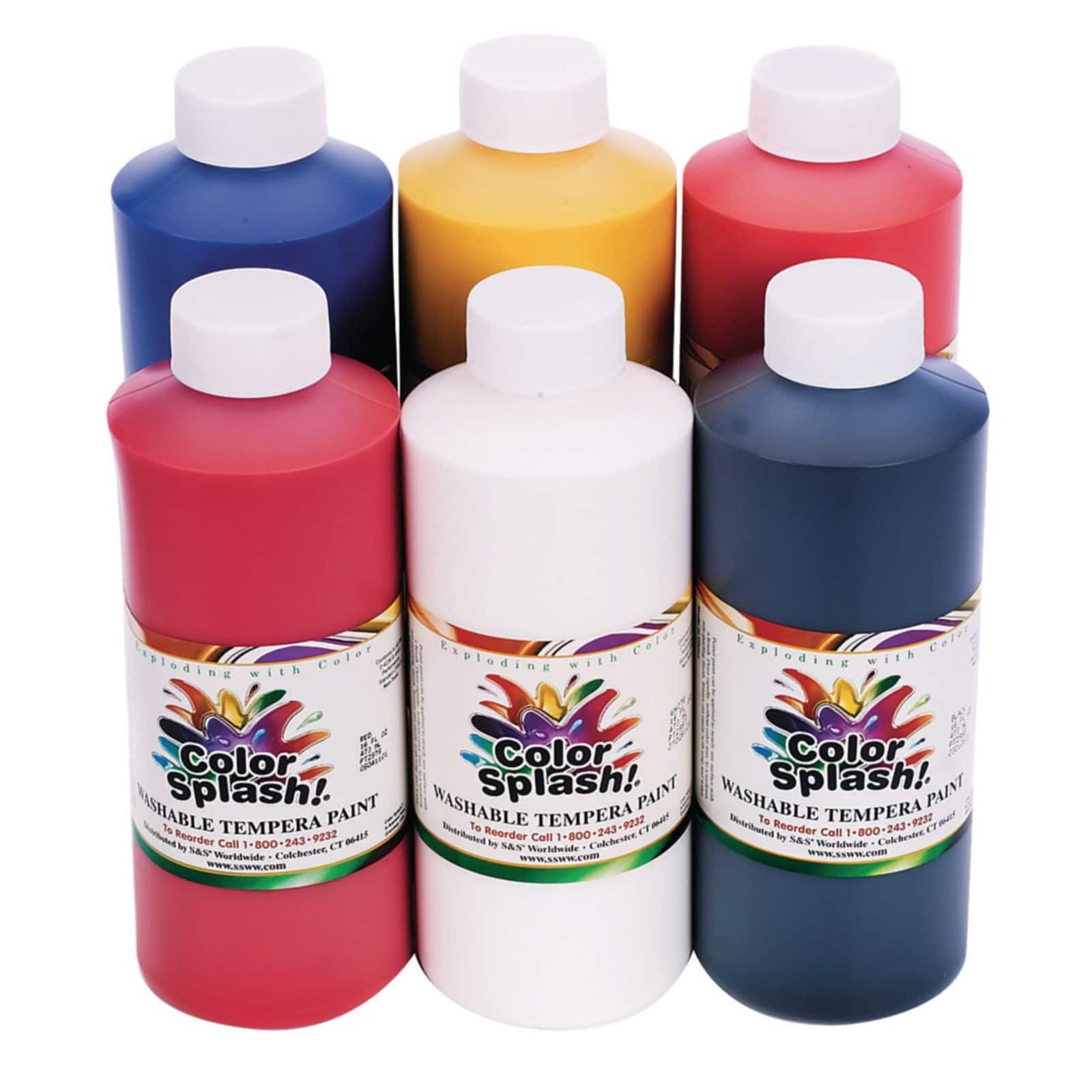 Color Splash!® Washable 6 Color Tempera Paint Set, 16oz.