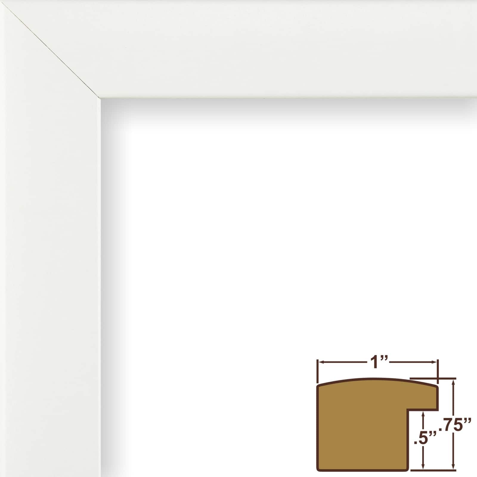 Craig Frames Contemporary White Satin Picture Frame with Mat