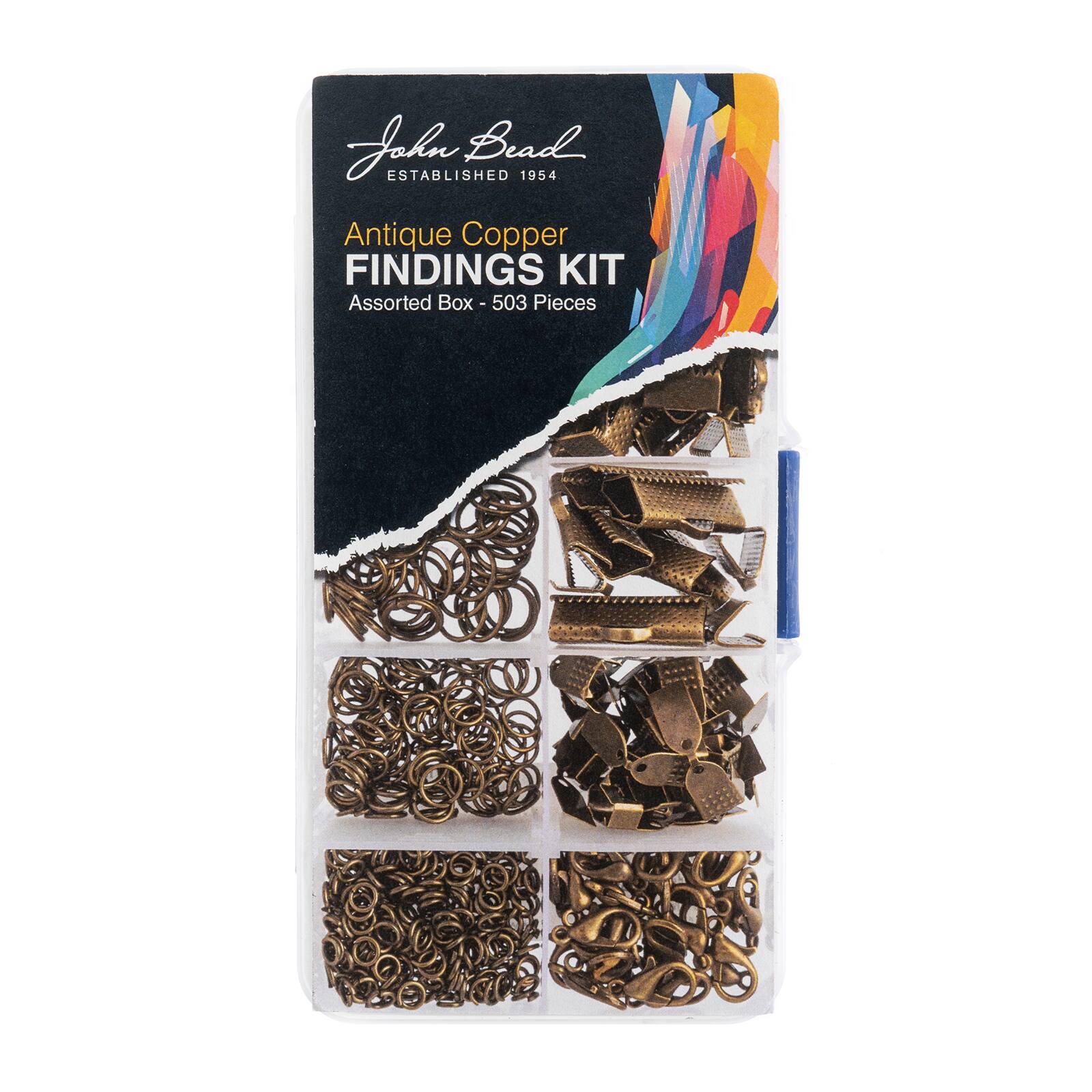 John Bead 10 Slots Rectangle Antique Copper Findings Jewelry Making Kit, 503ct.