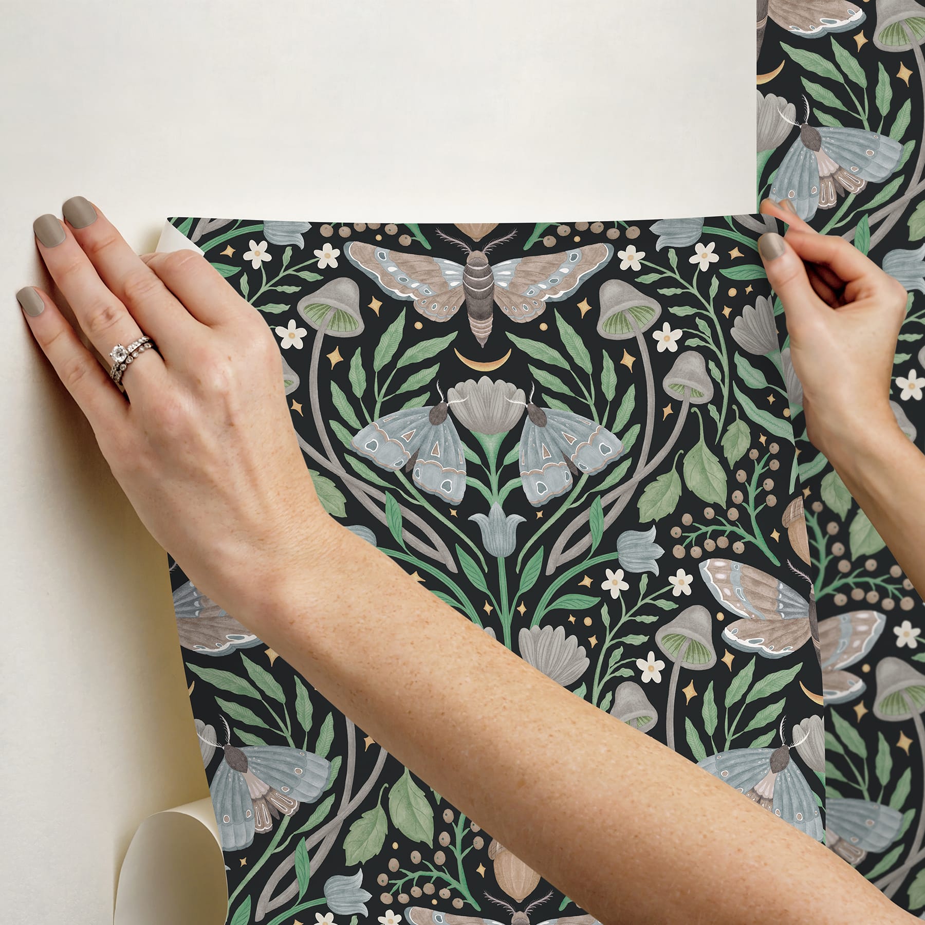 RoomMates Enchanted Forest Damask Peel & Stick Wallpaper