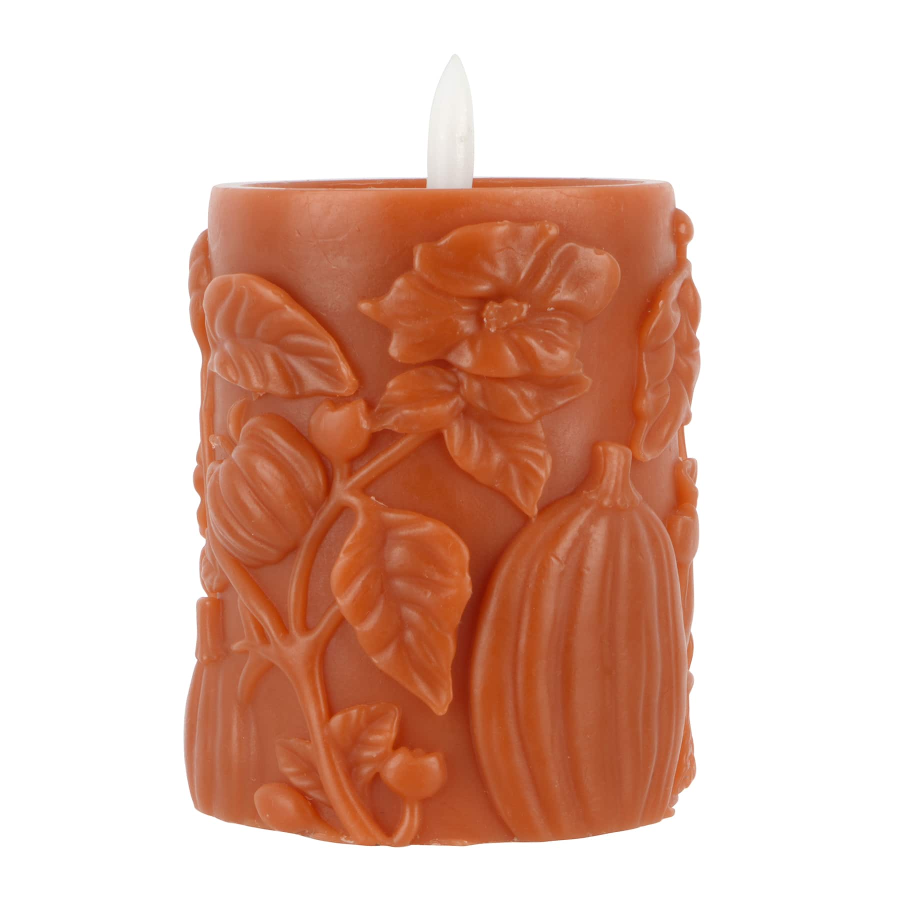 3&#x22; x 4&#x22; Orange Pumpkin LED Pillar Candle by Ashland&#xAE;