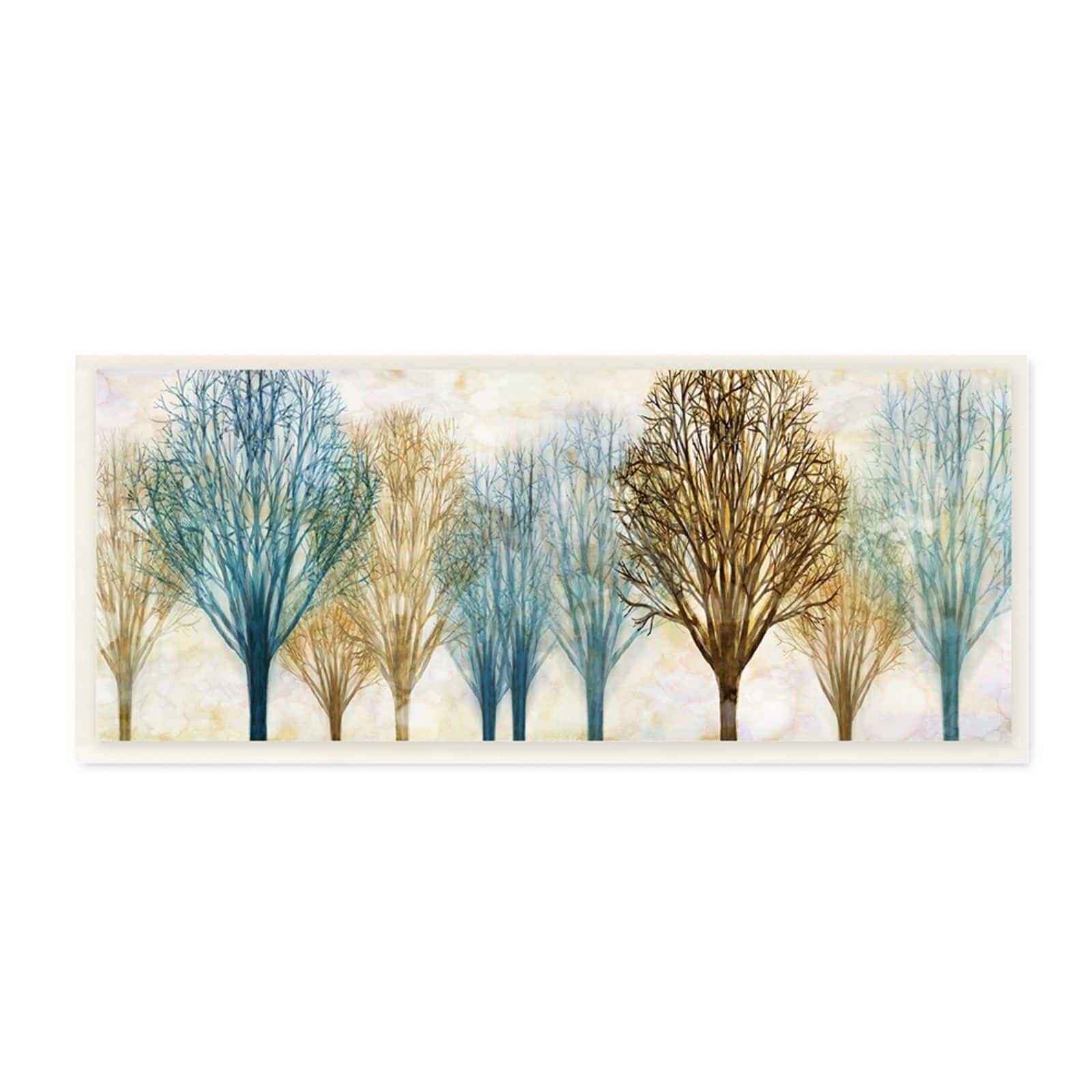 Stupell Industries 7" x 17" Autumn Tree Forest Bare Branches Blue Brown Wall Art