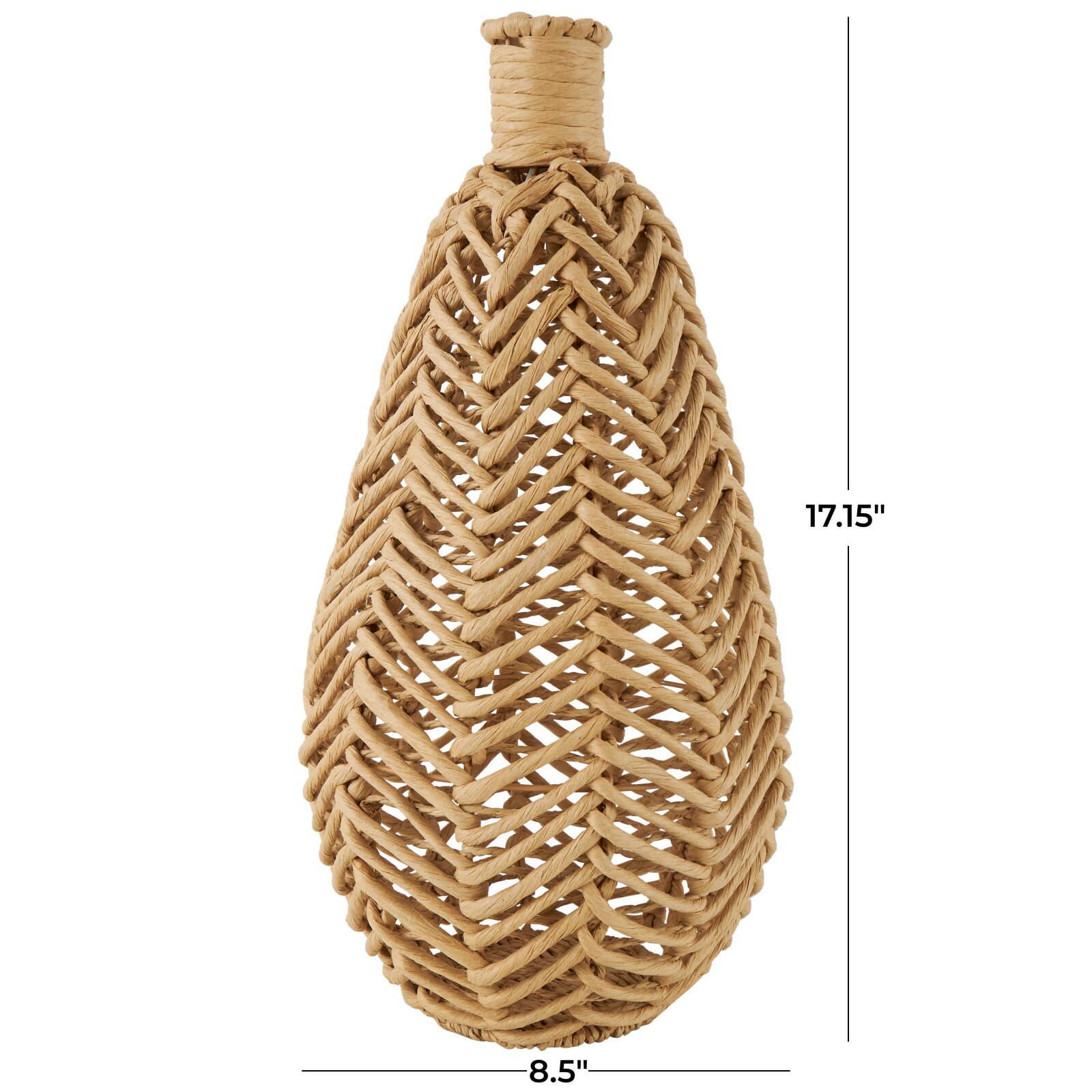 17&#x22; Brown Seagrass Handmade Woven Vase