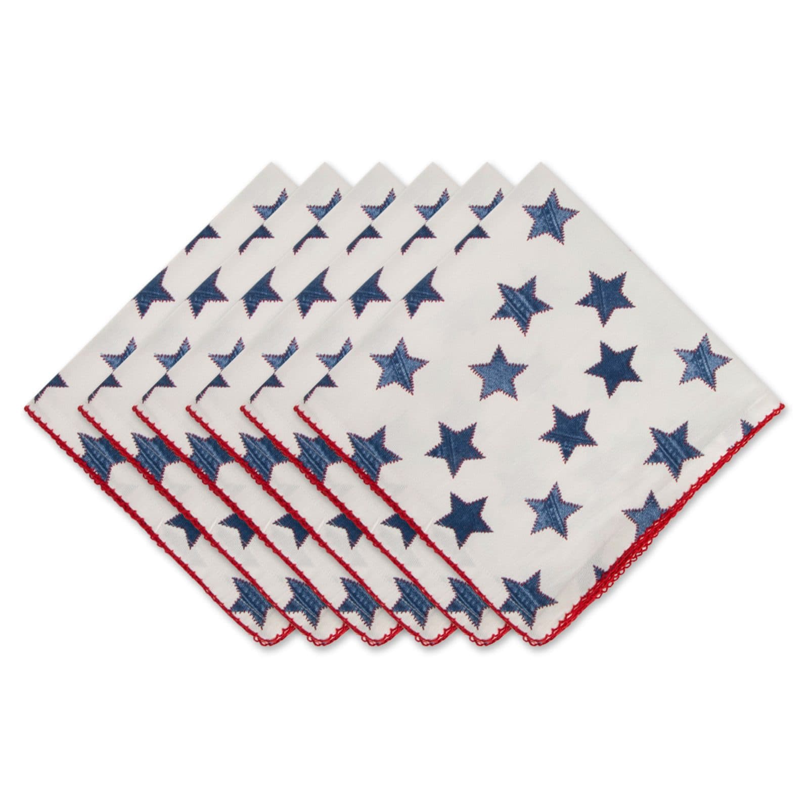 DII® Antique Blue Stars with Embroidered Edge Napkins, 6ct.