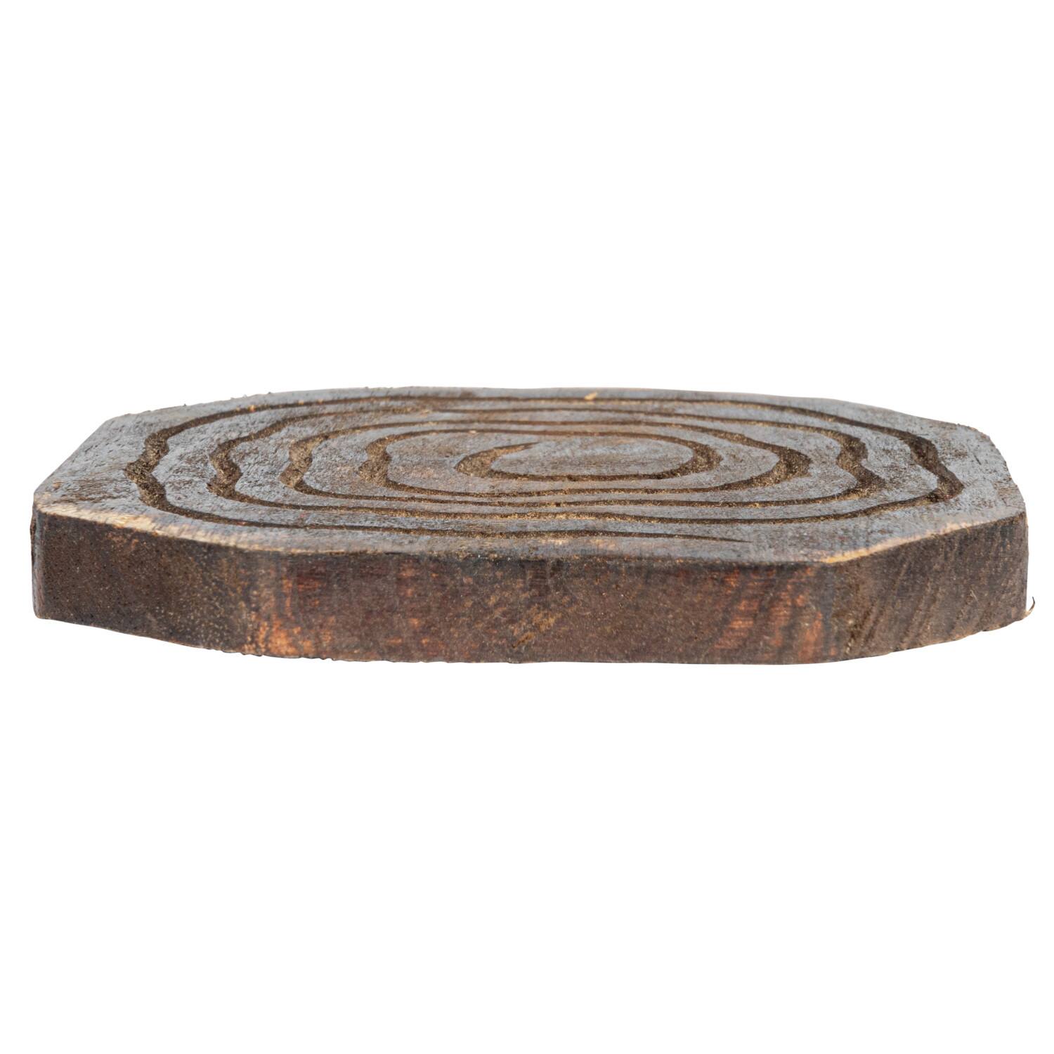 Hello Honey® 4" Round Hand-Carved Mango Wood Coasters with Distressed Finish, 4ct.
