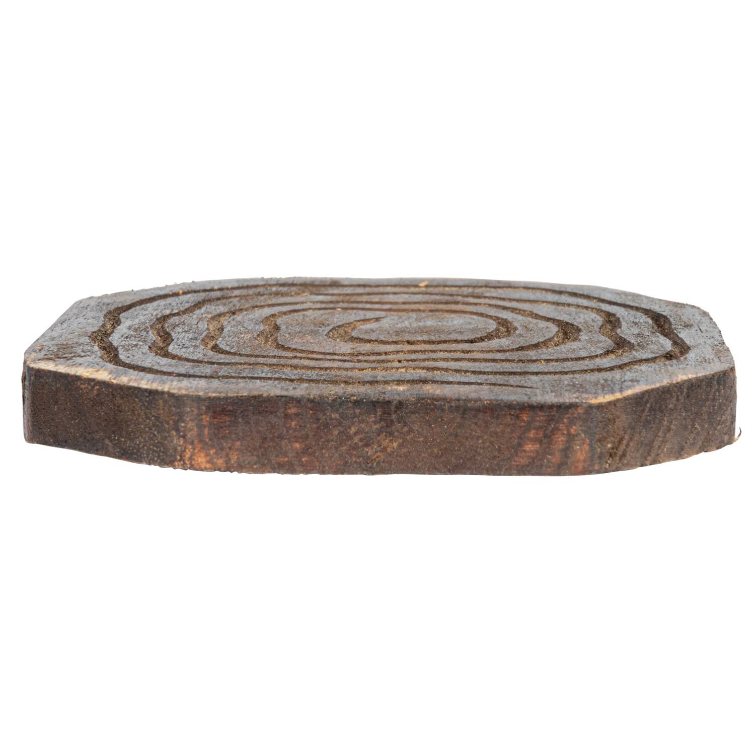 4&#x22; Round Hand-Carved Mango Wood Coasters with Distressed Finish, 4ct.