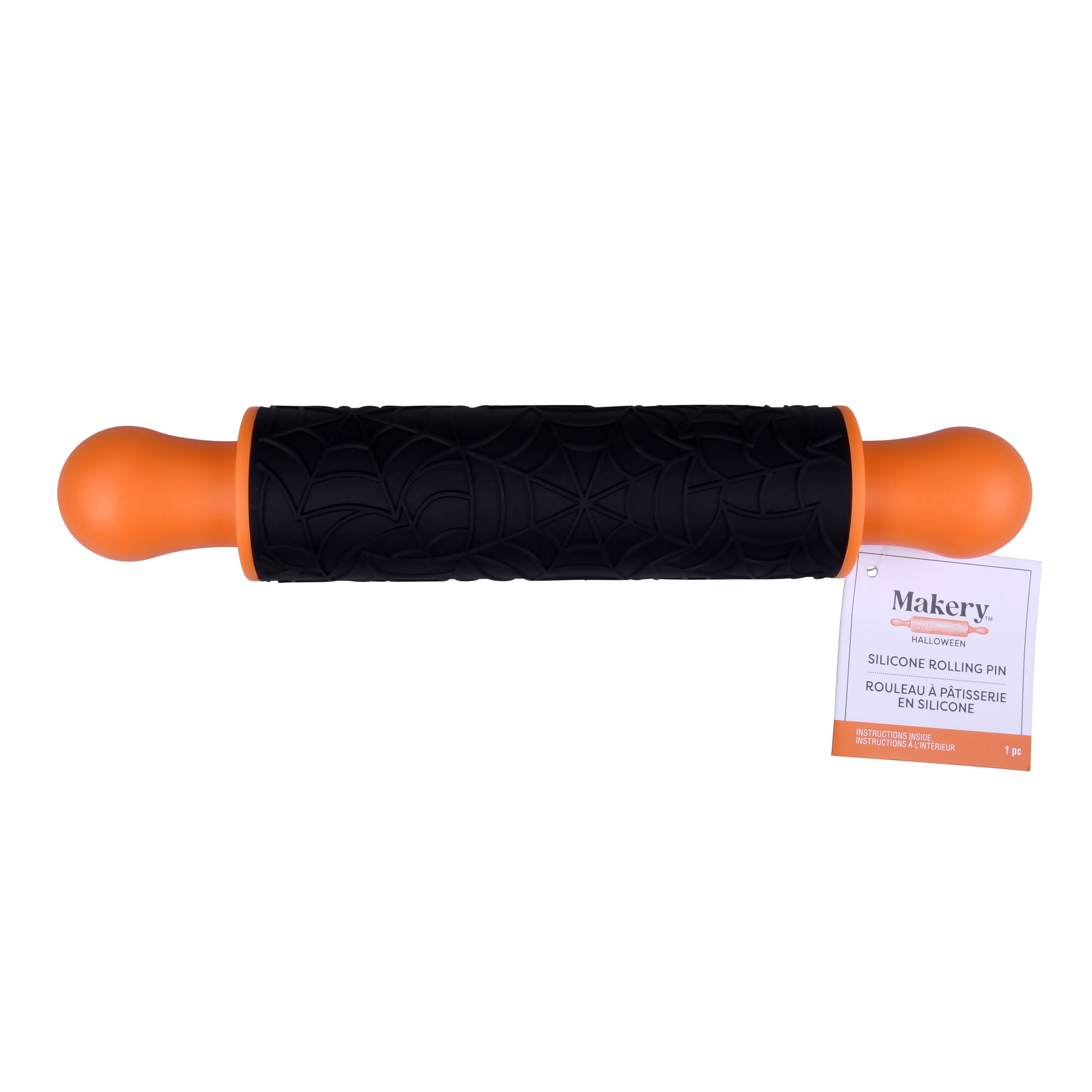 Orange &#x26; Black Spiderweb Silicone Rolling Pin by Makery&#x2122;