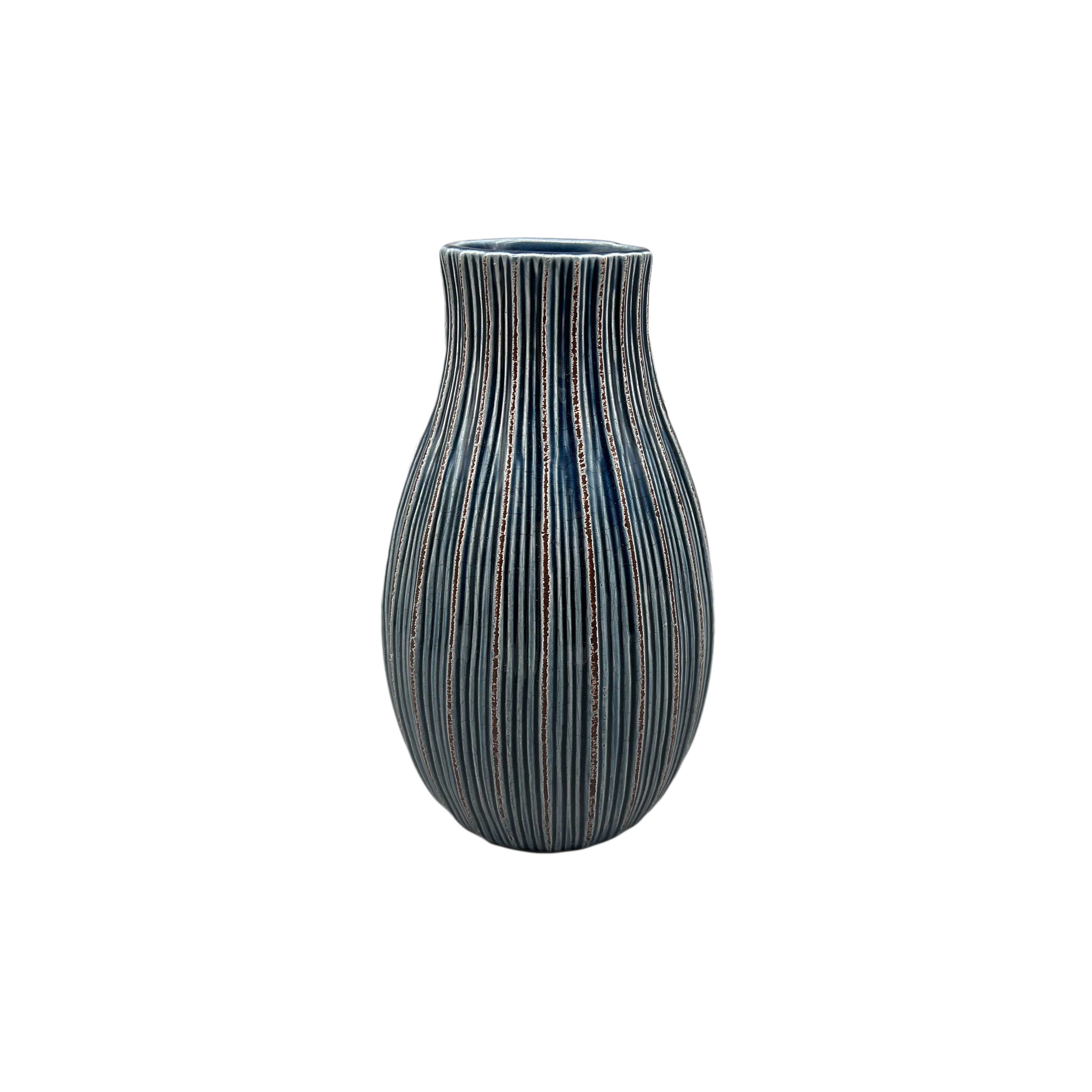 9&#x22; Navy Ribbed Ceramic Vase by Ashland&#xAE;