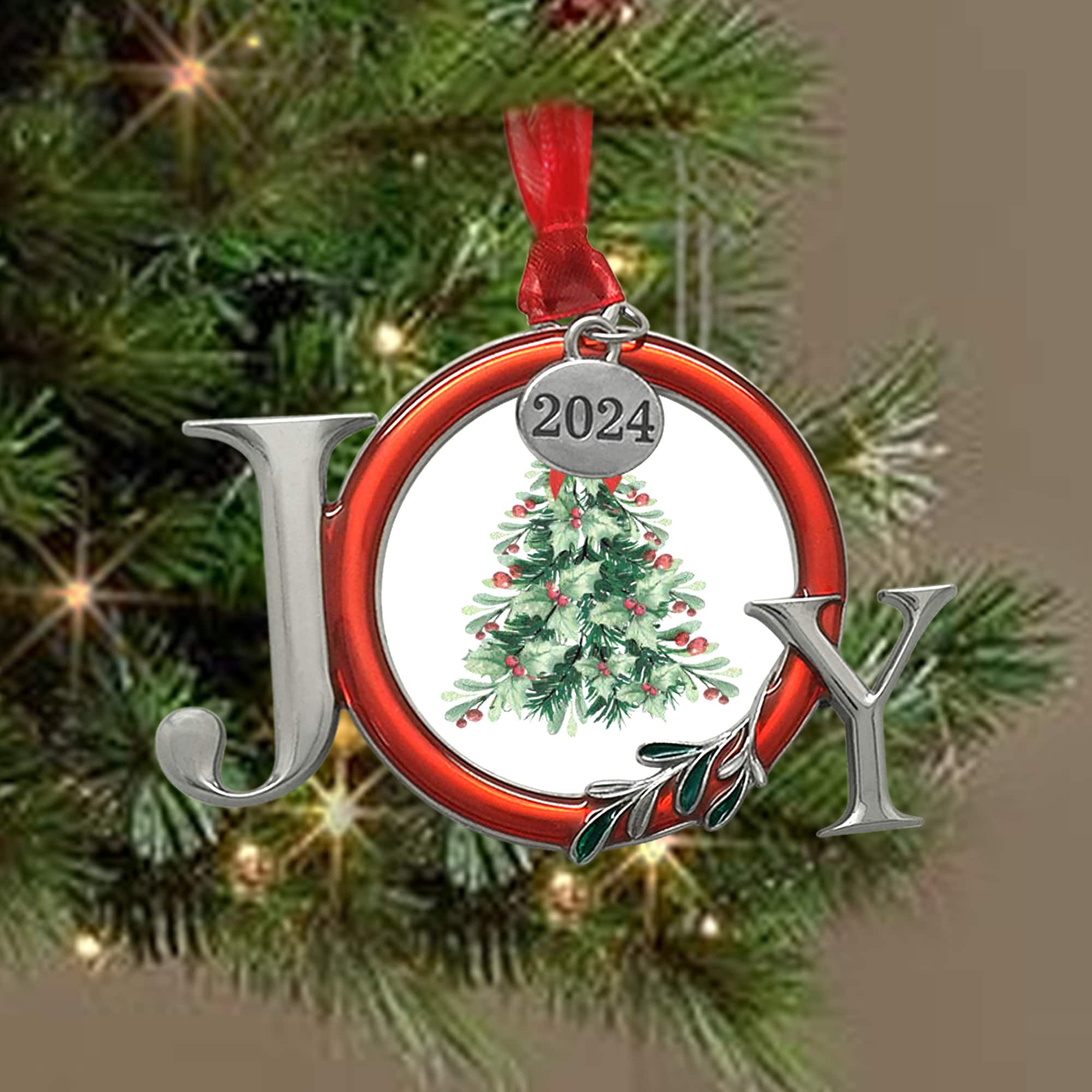 2&#x22; x 2&#x22; Red &#x26; Silver Joy Ornament Frame by Studio D&#xE9;cor&#xAE;