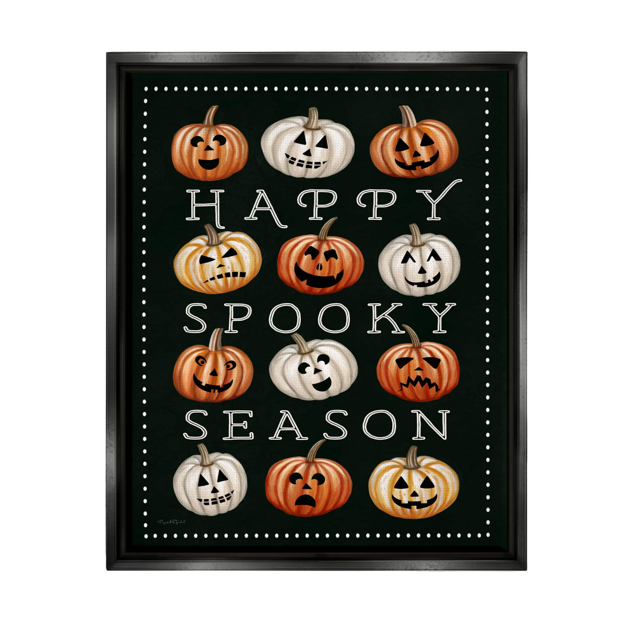 Stupell Industries Happy Spooky Season Pumpkins Framed Floater Canvas Wall Art