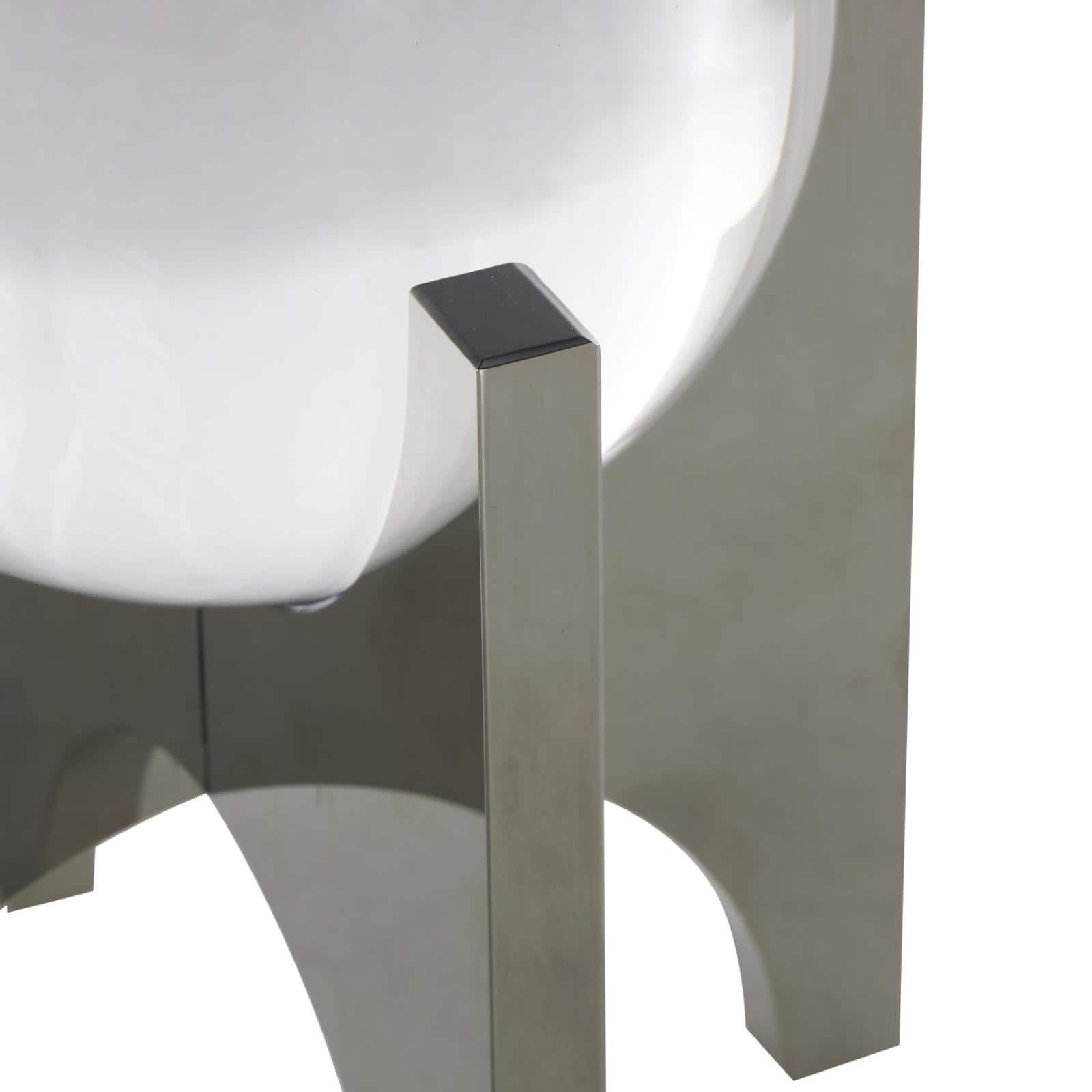 8.25" Clear Glass Orb Sculpture with Silver X-Shaped Stand